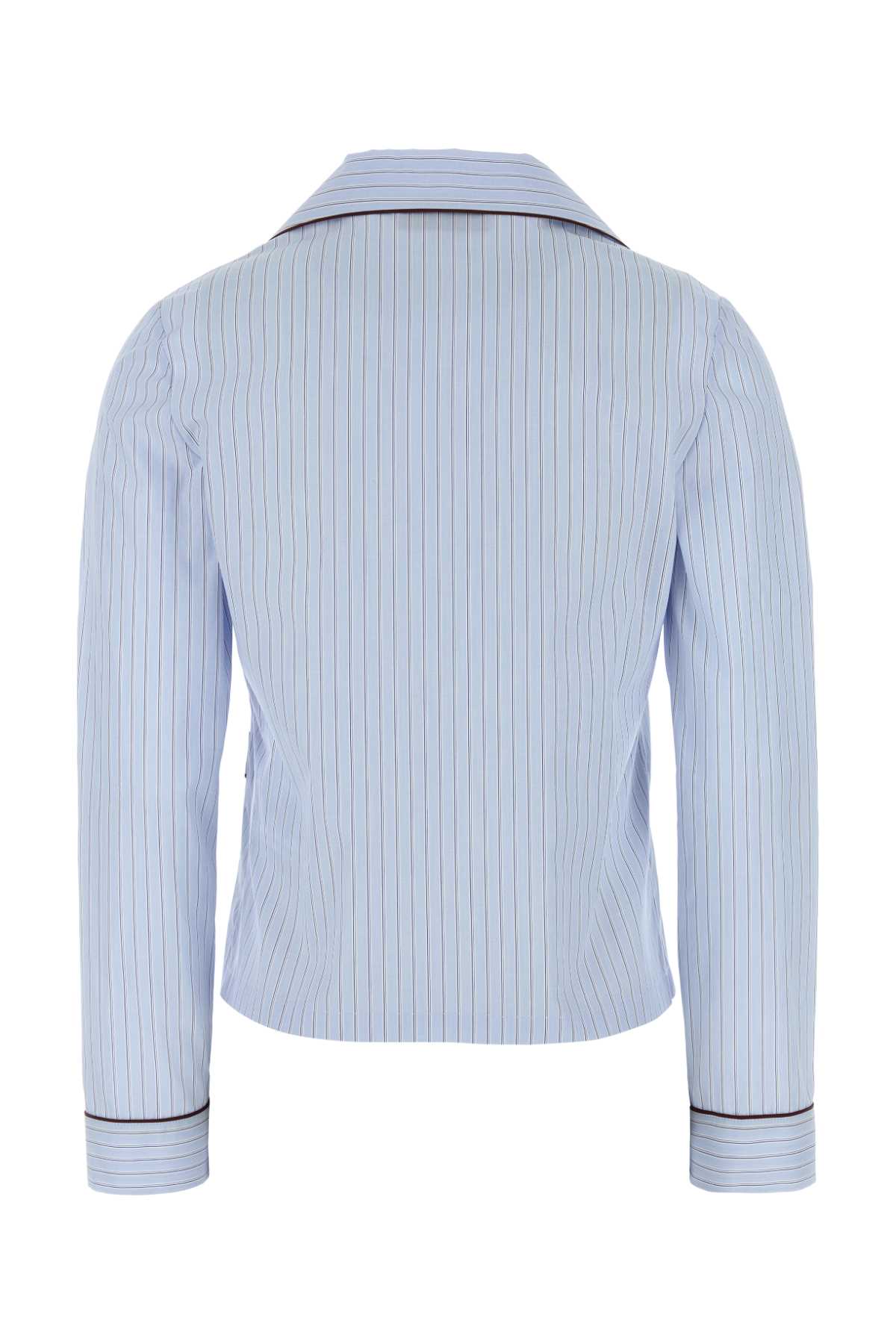 Gucci Striped Shirt With Notched Collar And Trim In Blue