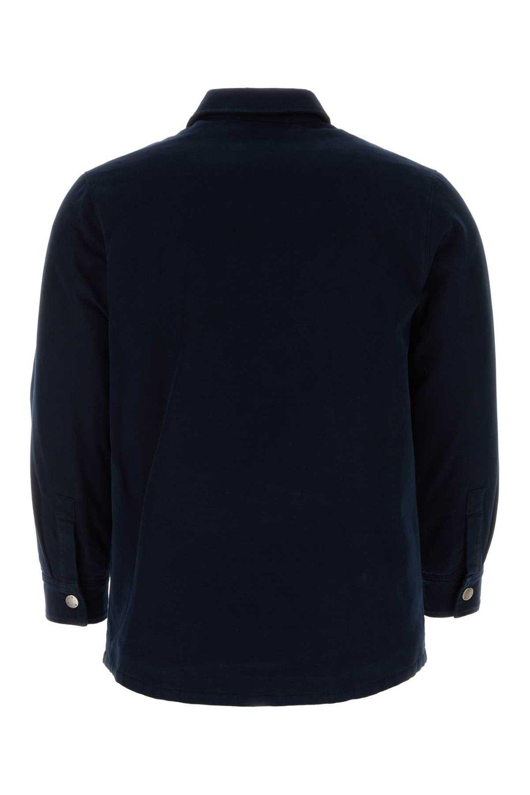 Shop Apc Long Sleeved Buttoned Shirt In Blue