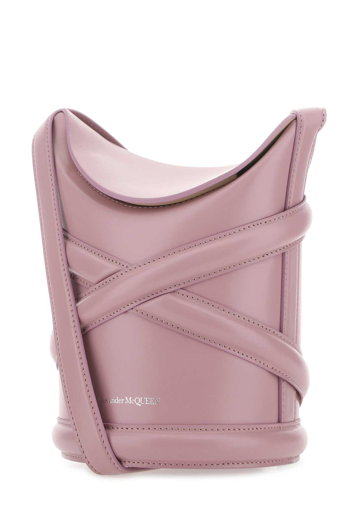 Shop Alexander Mcqueen Dark Pink Leather The Curve Bucket Bag In 5618