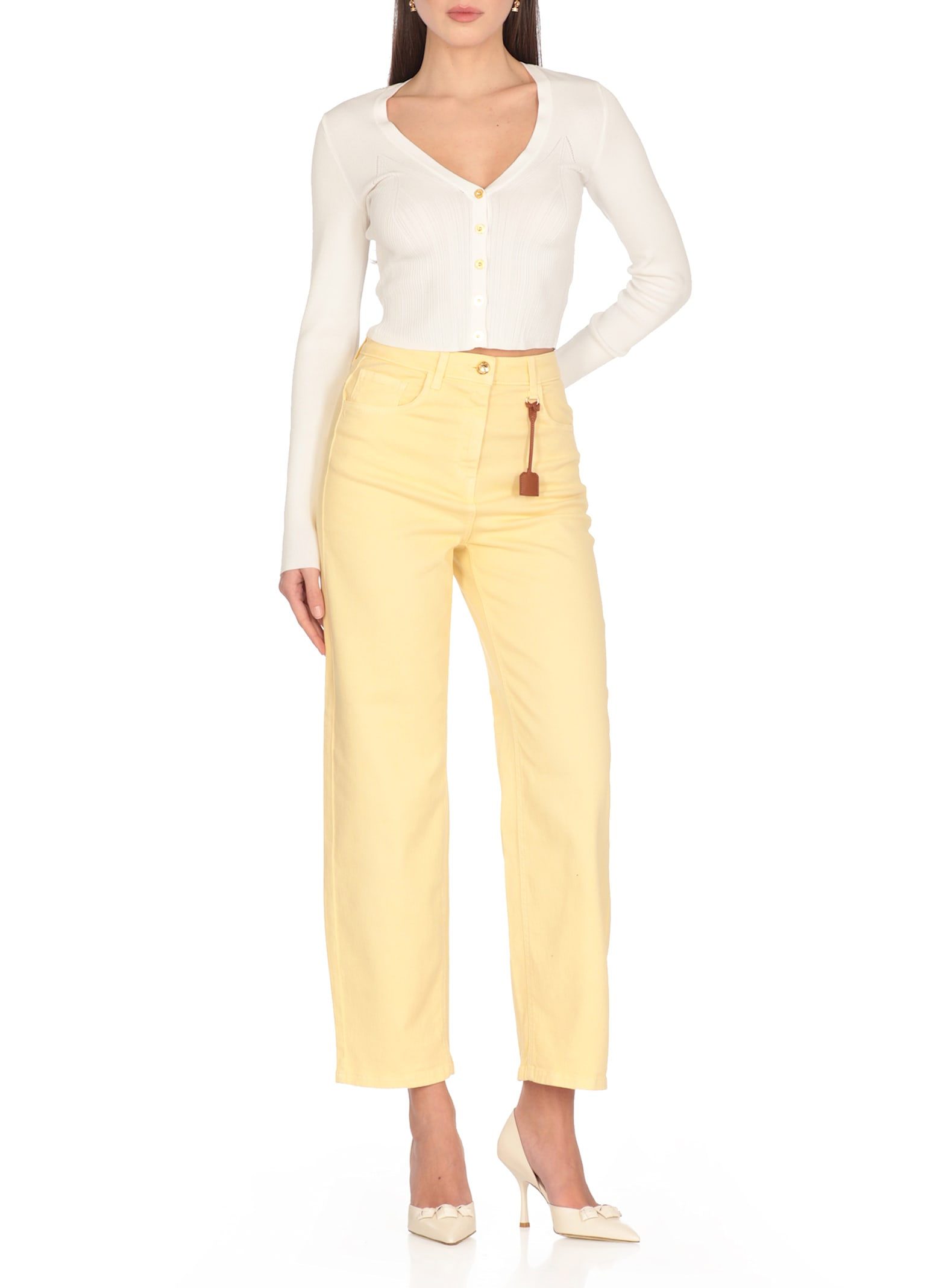Elisabetta Franchi Cotton Jeans In Yellow