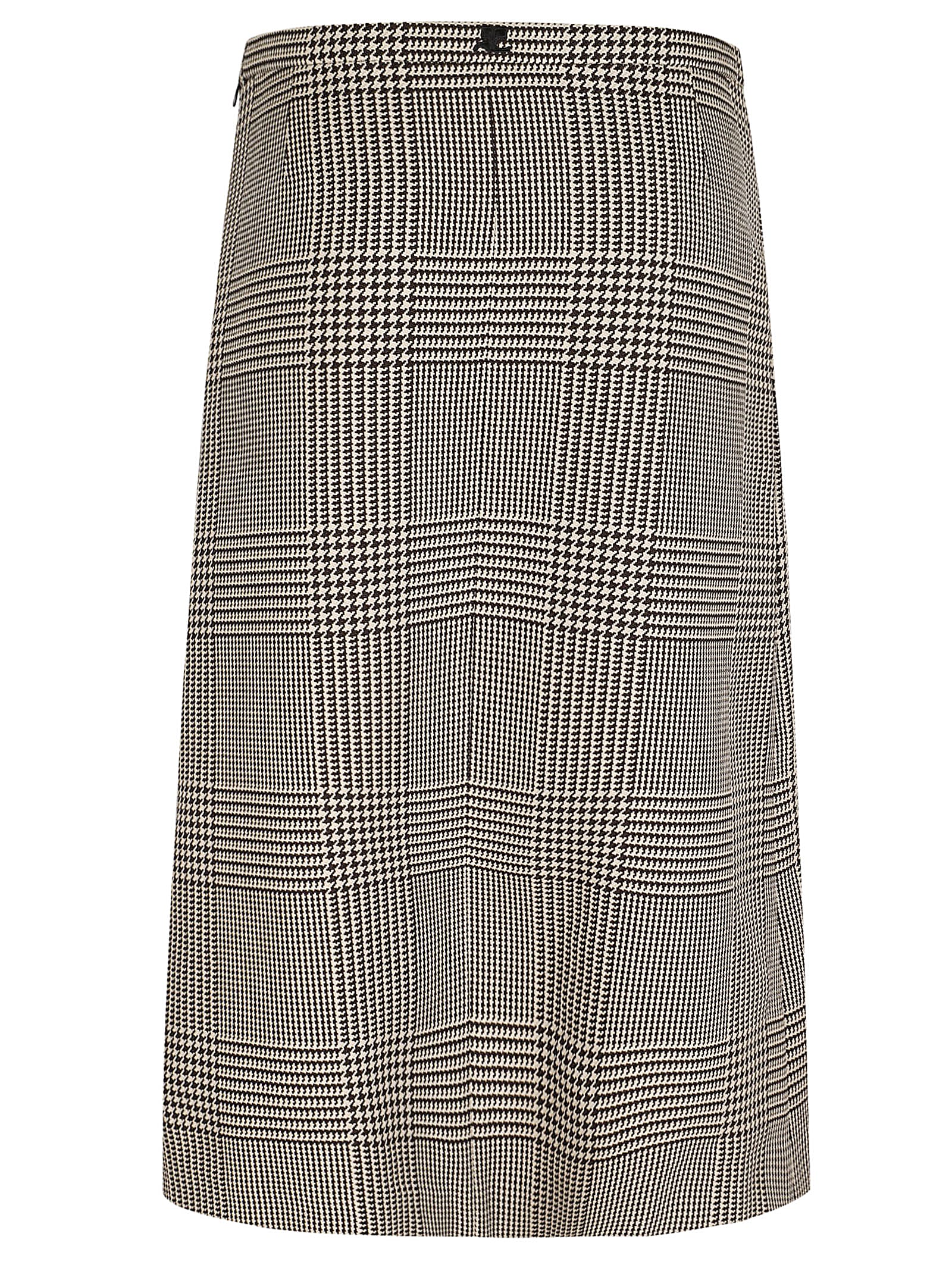 Shop Courrèges Zipped Prince Of Wales Skirt In Sand Mud Brown