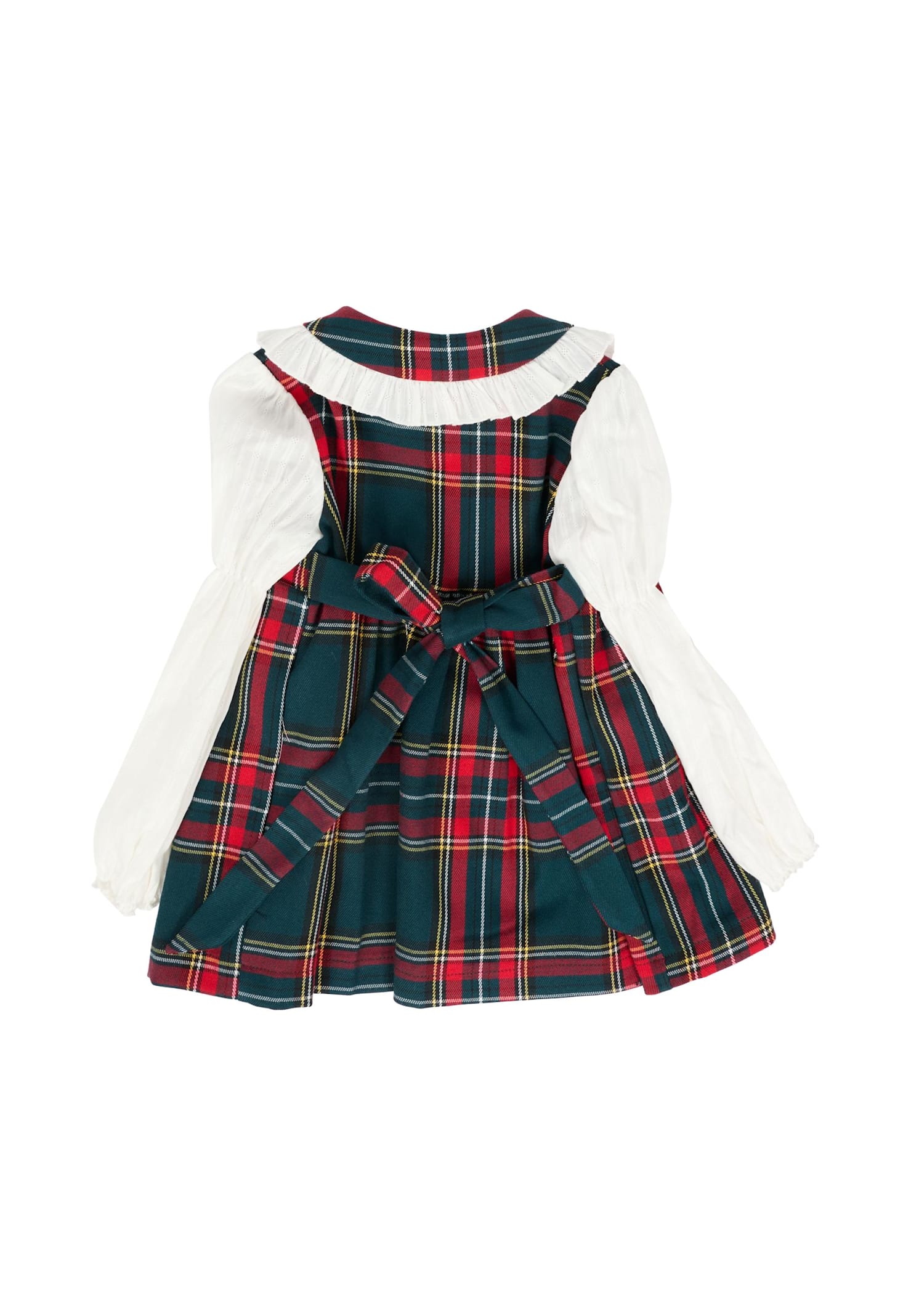 La Stupenderia Multicolor Dress For Baby Girl With Red Bow In Multi