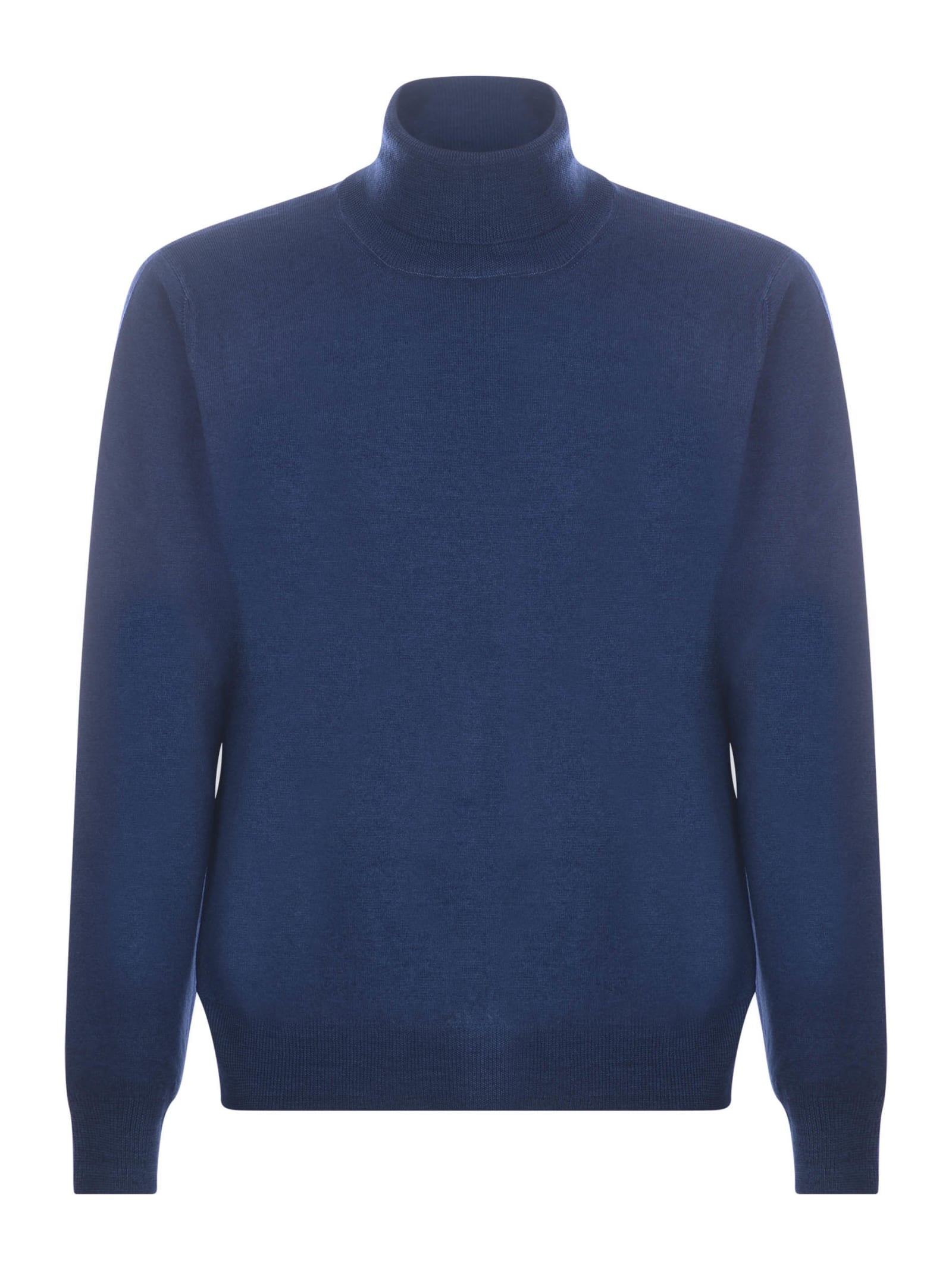 Tagliatore Blue Long-sleeved Turtleneck In Blue