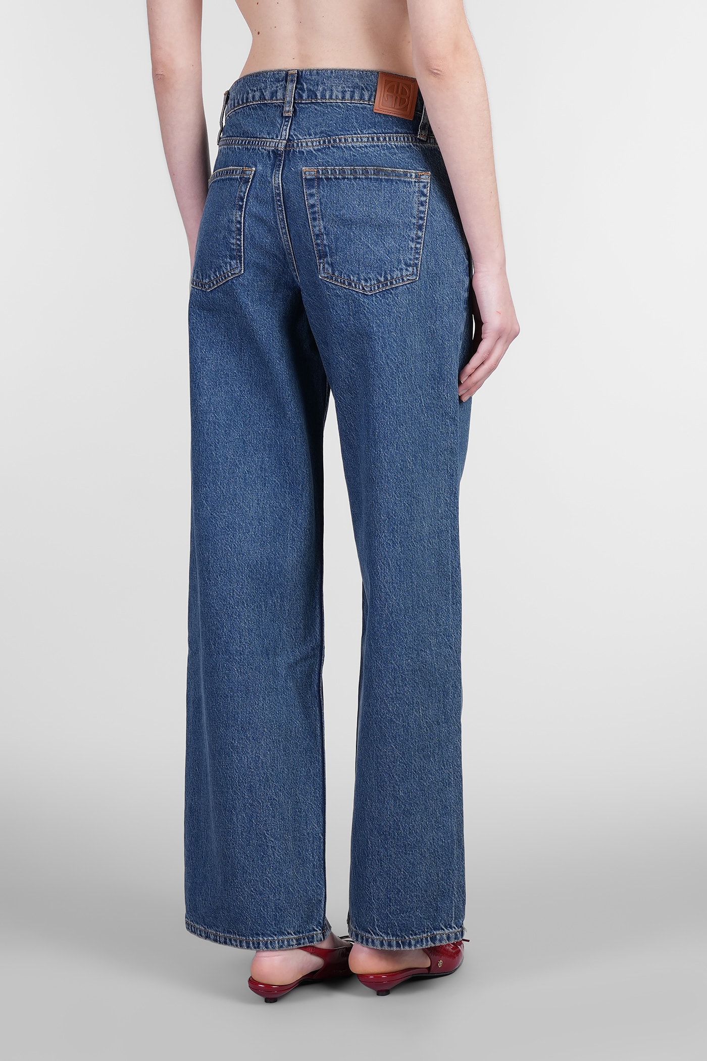 Shop Anine Bing Manon Jeans In Blue Cotton