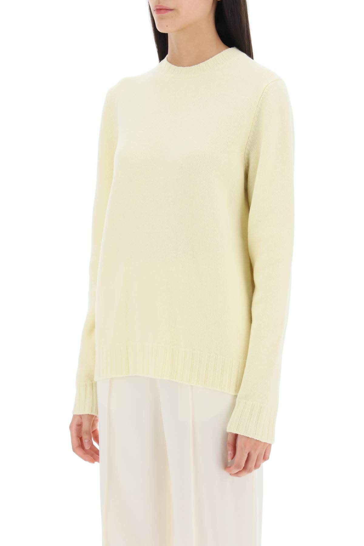 Shop Jil Sander Crew-neck Sweater In Wool In Bright Yellow (yellow)