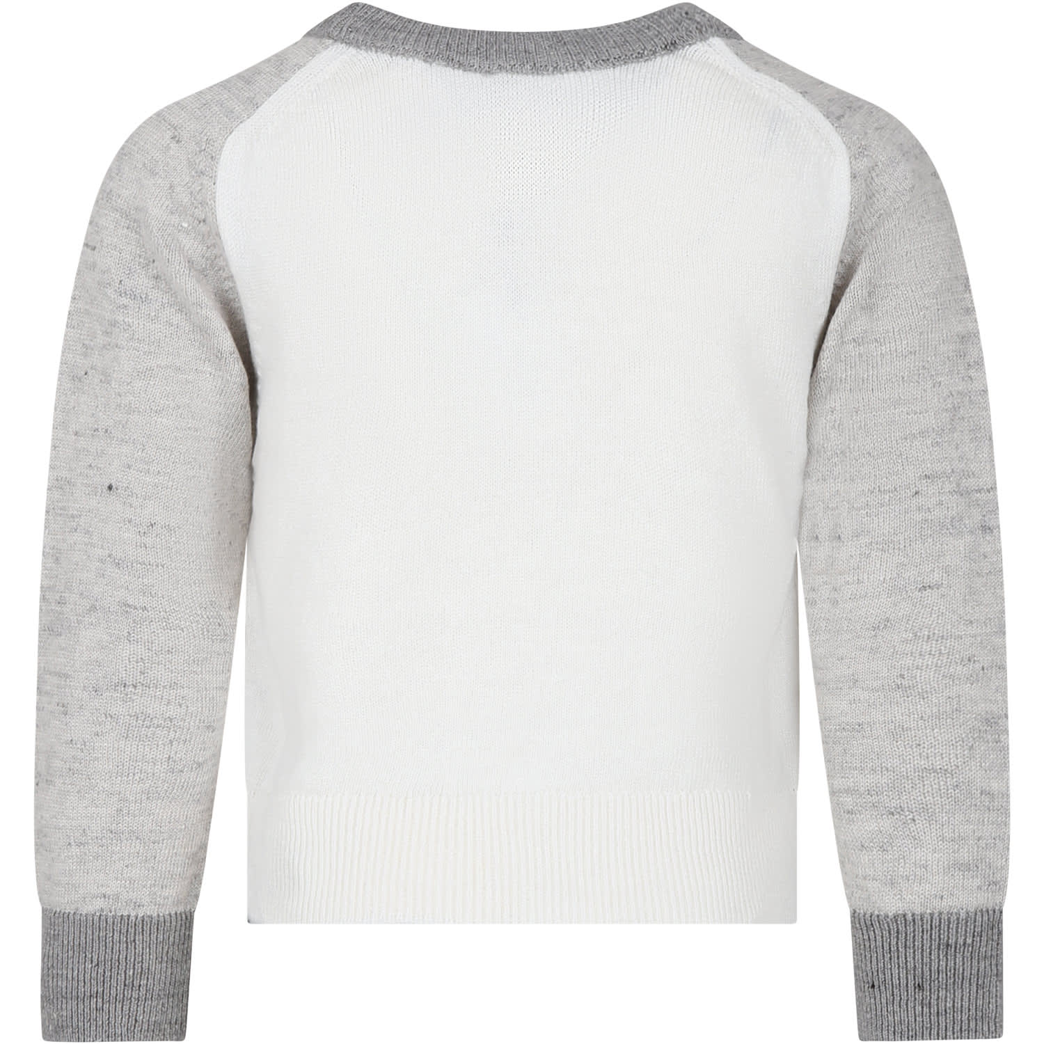 Shop Eleventy Ivory Sweater For Boy With Logo