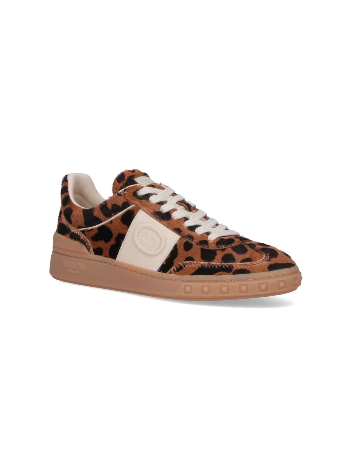 Valentino Upvillage Leopard Calf Hair Sneakers In Brown