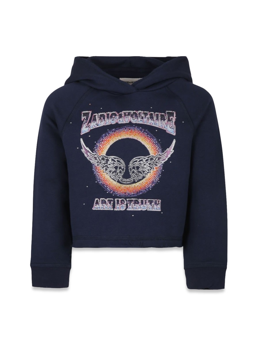 Zadig & Voltaire Blue Hooded Sweatshirt For Girl In Blue