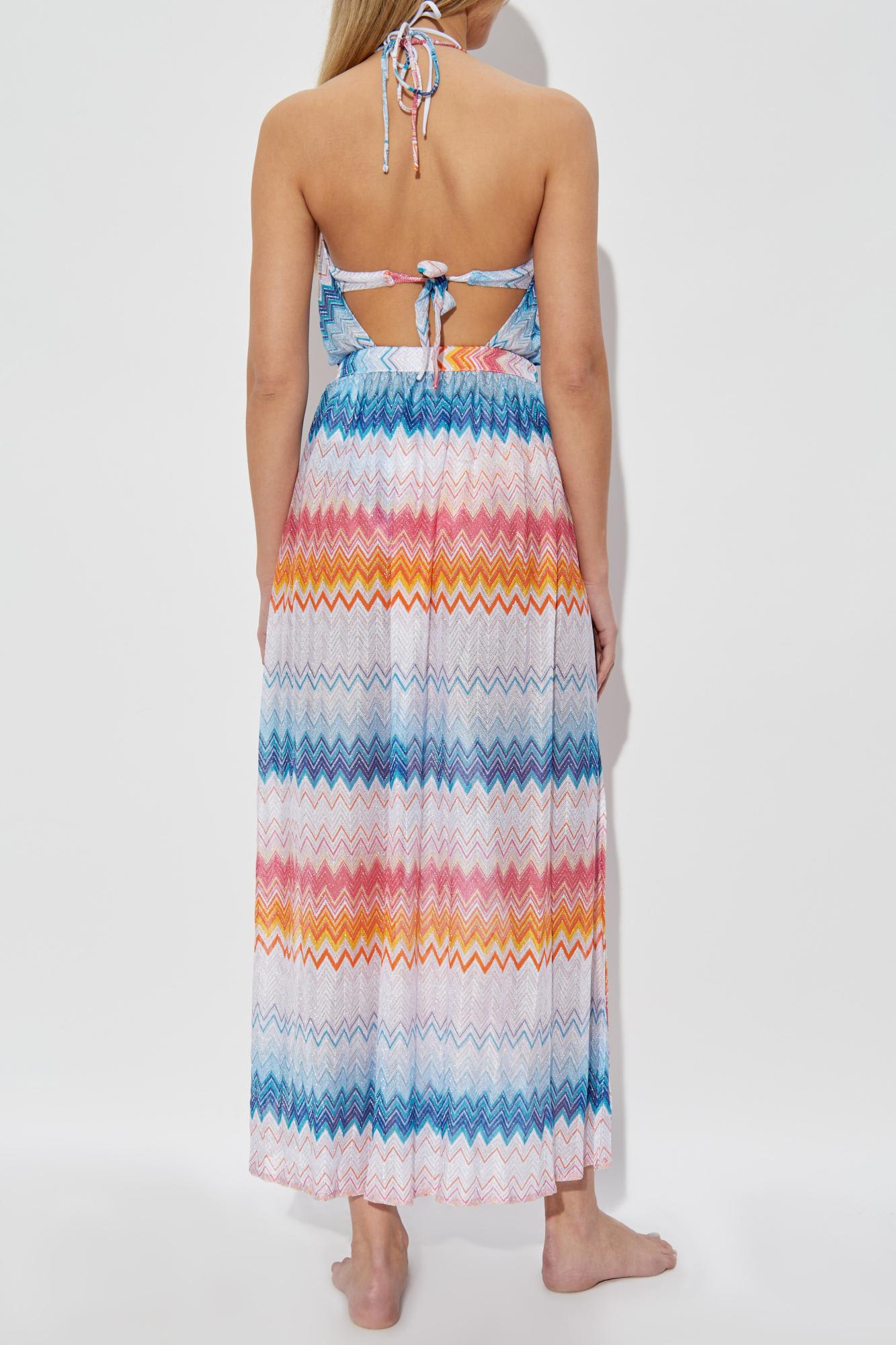 Shop Missoni Beach Dress With Lurex Thread In Blue/silver