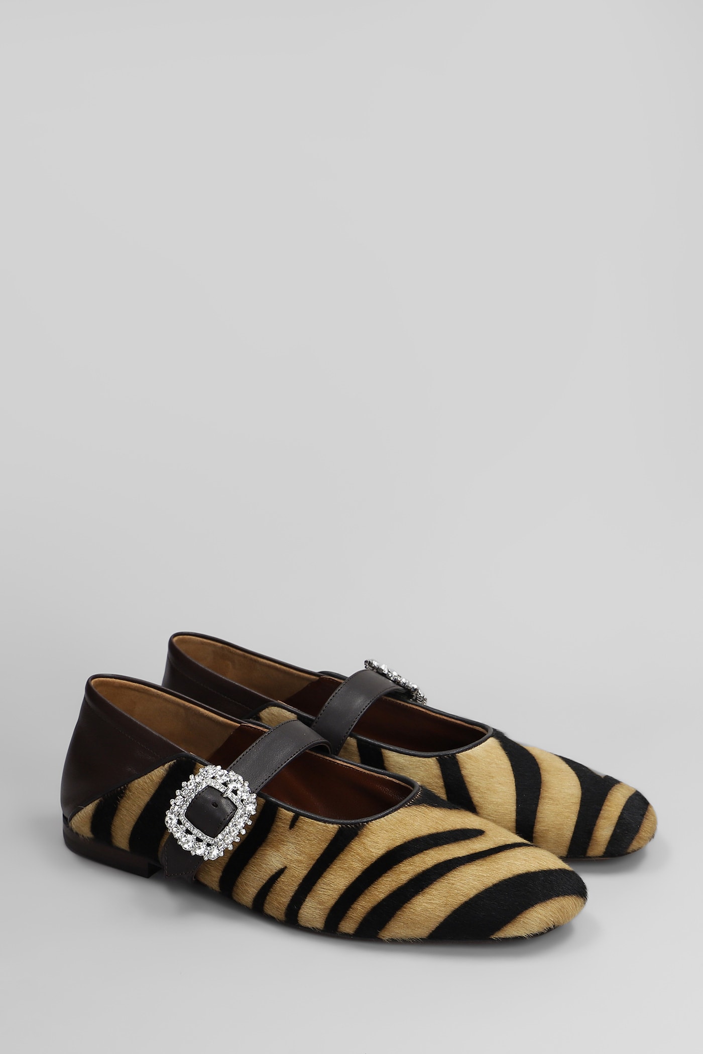 Wales Bonner Ballerina Buckle Ballet Flats In Animalier Pony Skin In Animalier