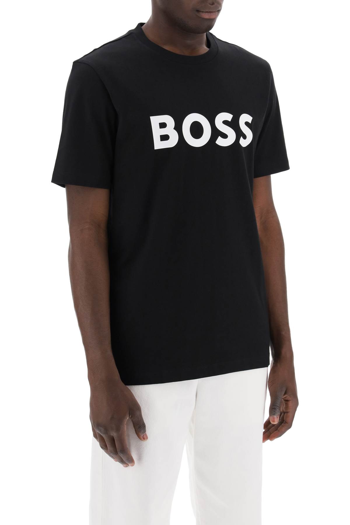 Shop Hugo Boss Tiburt 354 Logo Print T-shirt In Black (black)