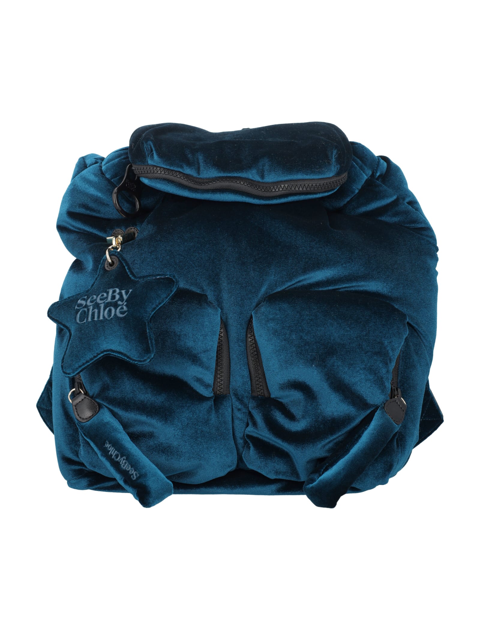 Shop See By Chloé Joy Rider Velvet Backpack In Depth Ocean