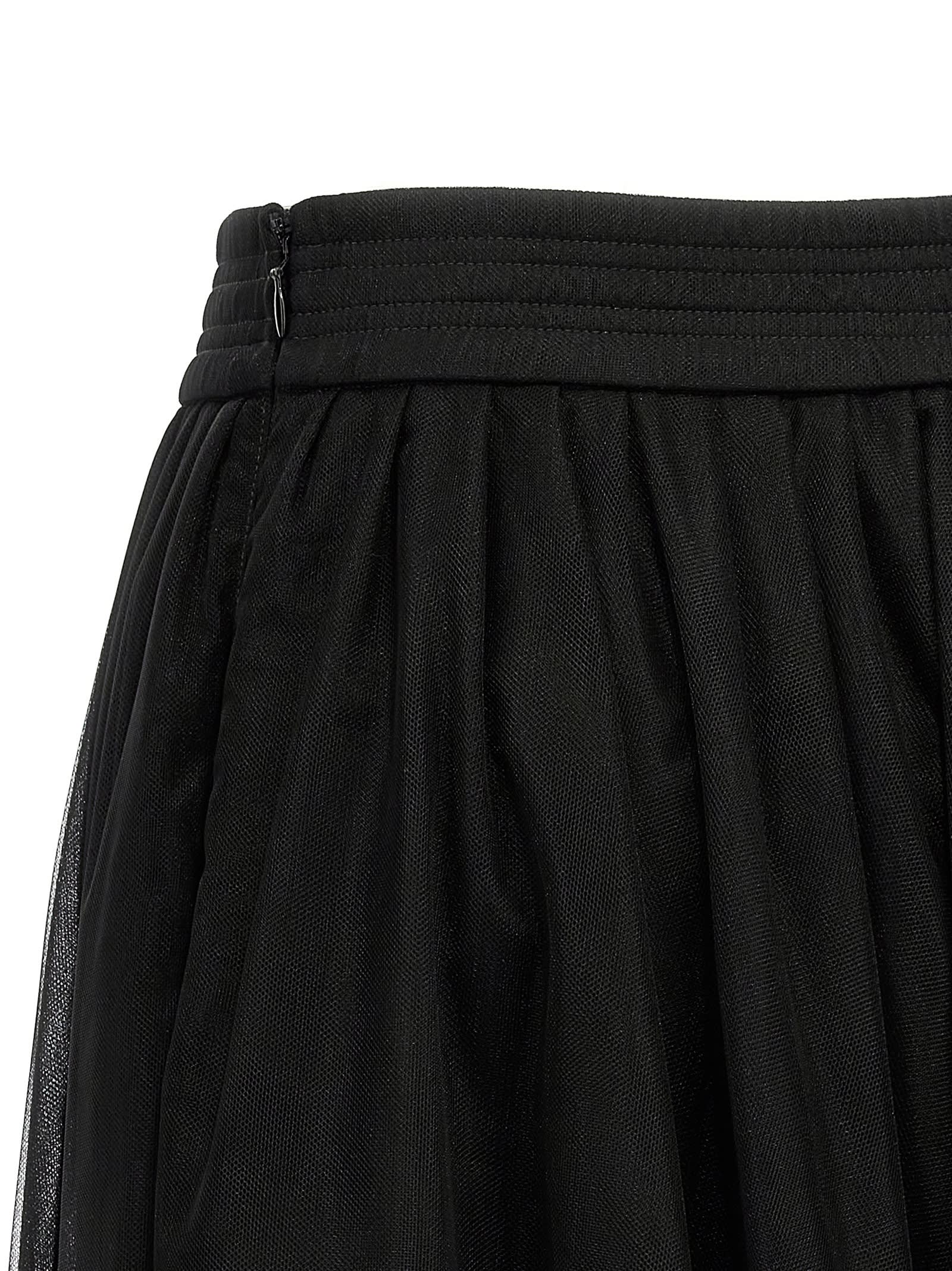 Fabiana Filippi Maxi Skirt With Tulle Overlay And Elastic Waistband In Black