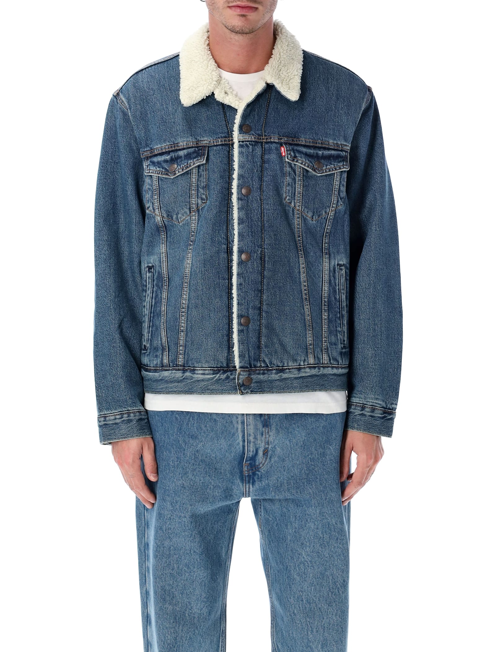 Levi's Levi S Denim Type Iii Sherpa Trucker Jacket In Blue