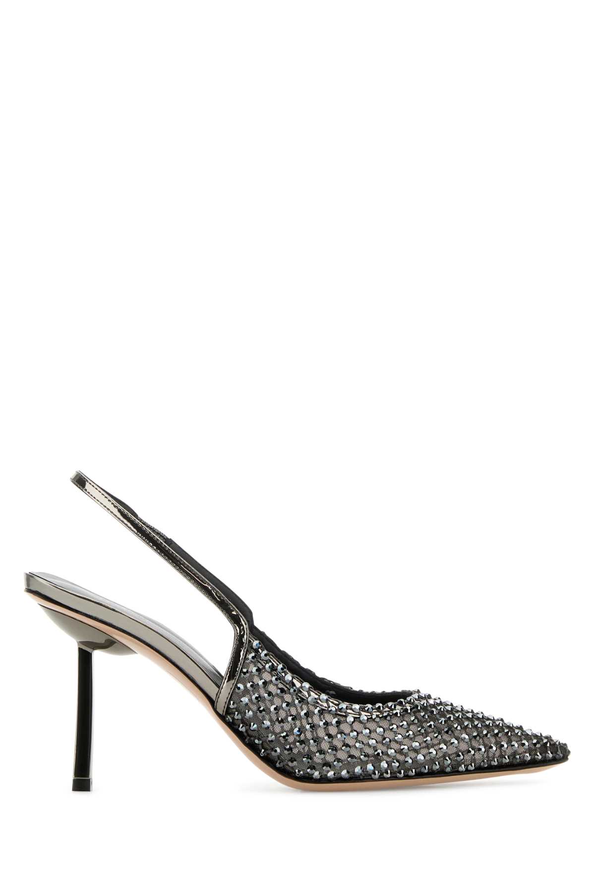 Shop Le Silla Embellished Mesh Gilda Pumps In Peltro