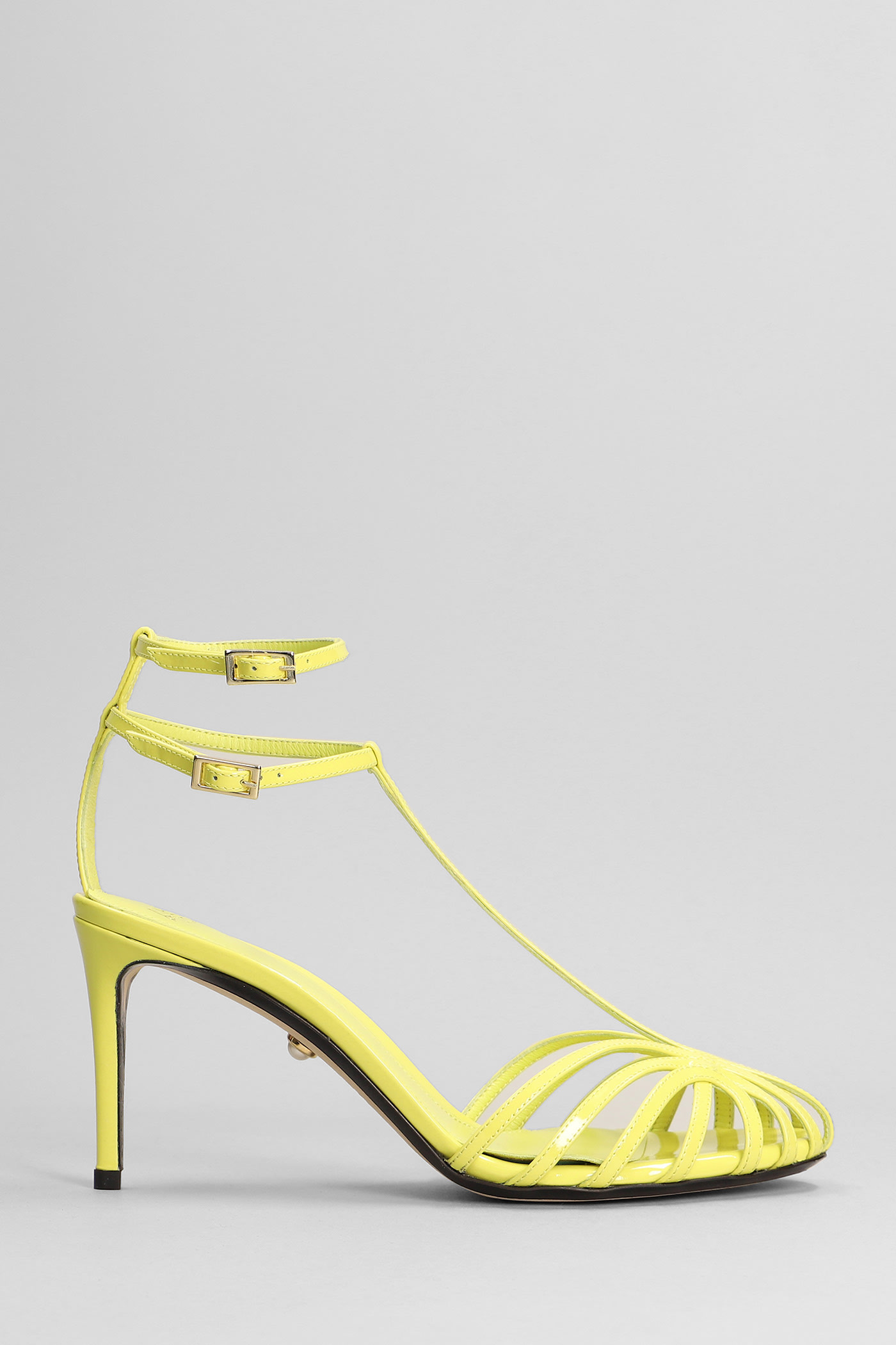 Alevì Anna Sandals In Yellow Patent Leather