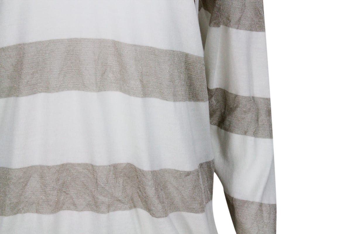 Shop Fabiana Filippi Long-sleeved Silk And Cotton V-neck Sweater In Cream
