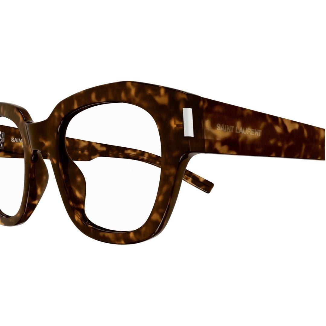 Shop Saint Laurent Square-frame Glasses In 002 Havana Havana Transpa