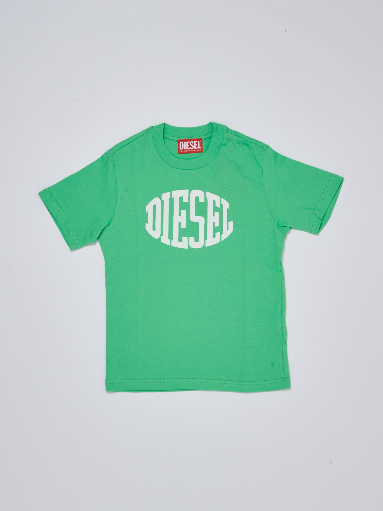 Diesel Kids' Must Over T-shirt In Verde Fluo-blu