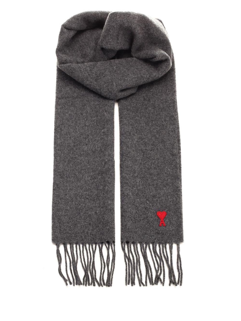 Ami Alexandre Mattiussi Wool Scarf In Grey