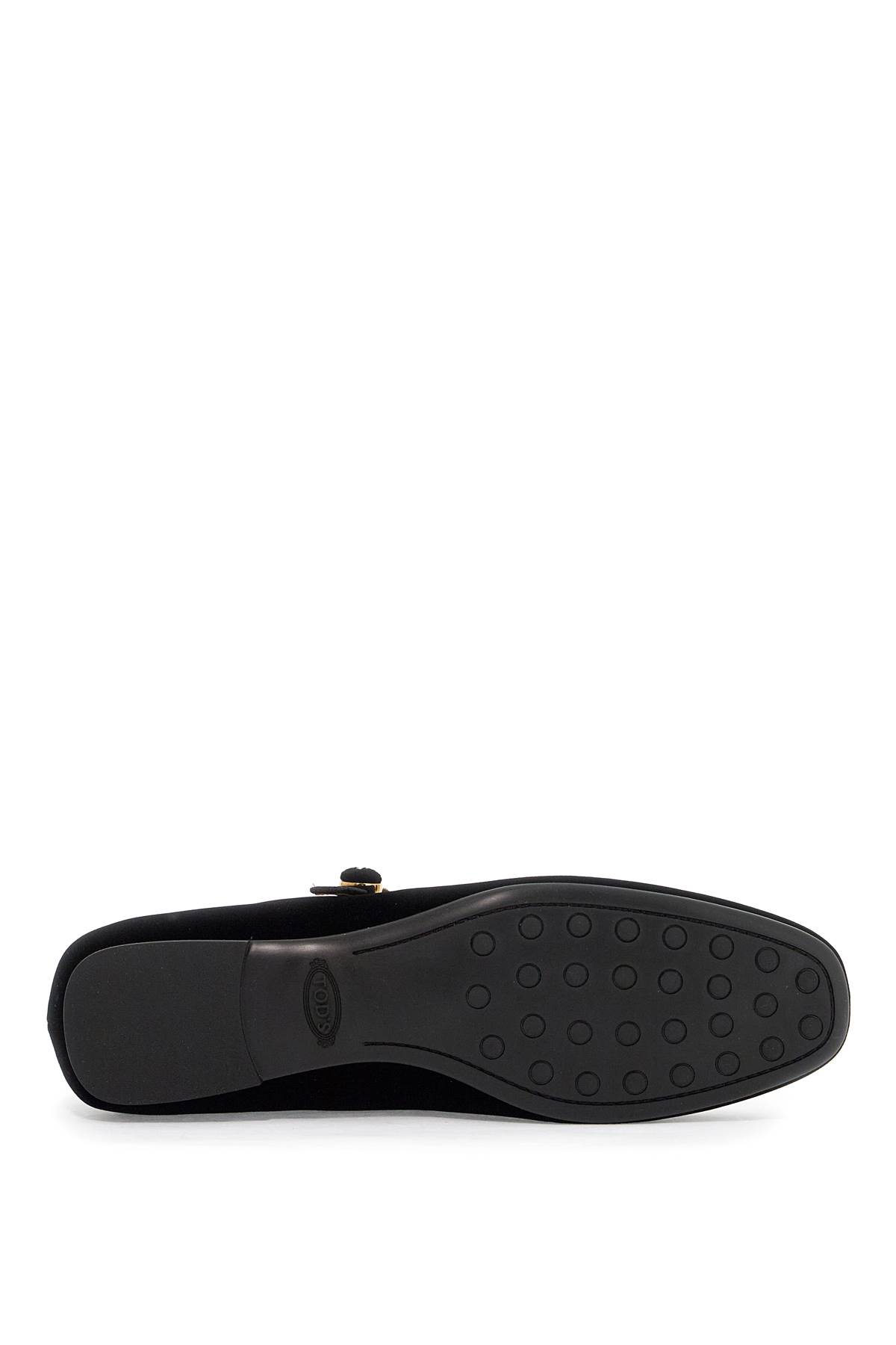 Shop Tod's Velvet Ballet Flats For In Nero (black)