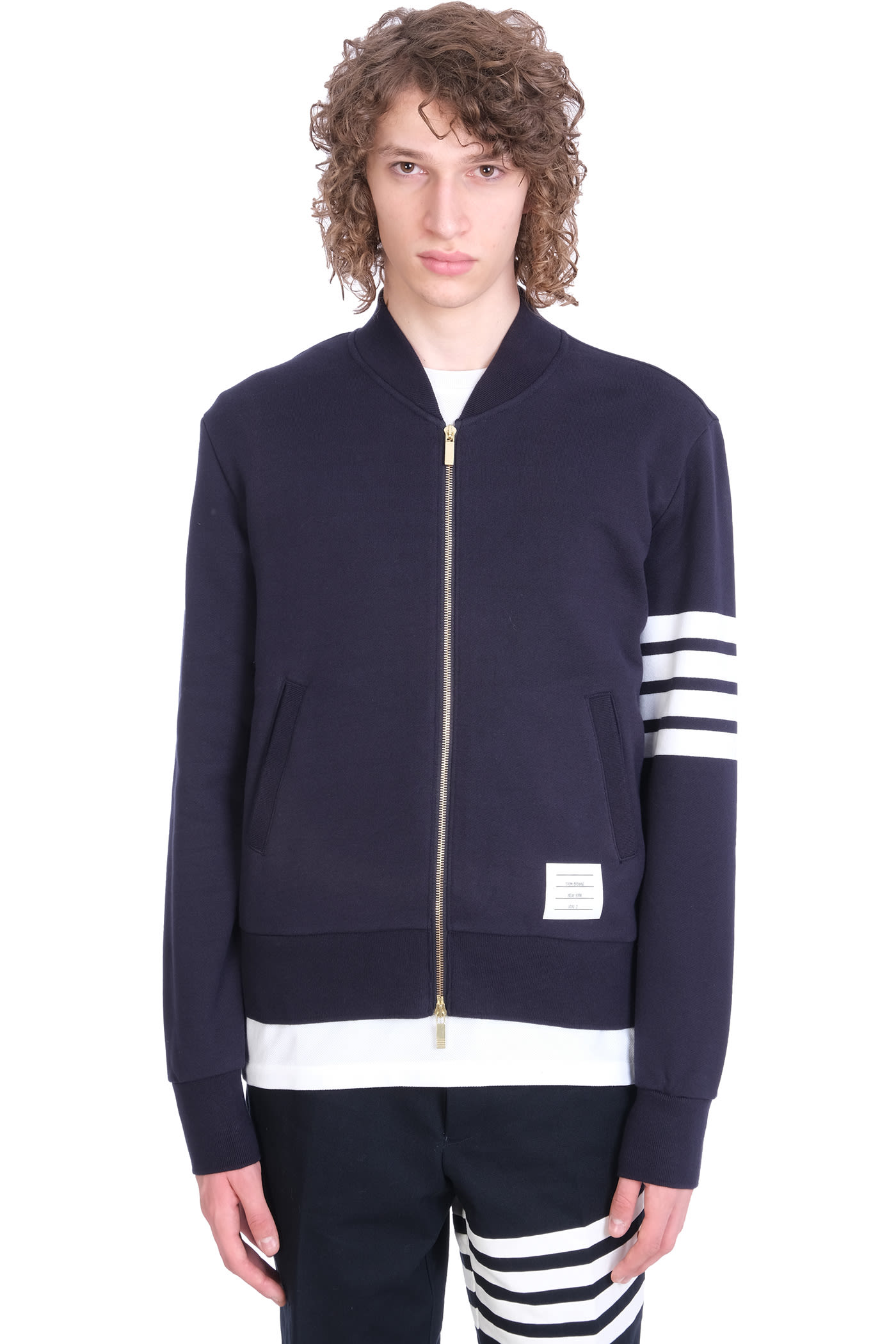 Thom Browne Bomber In Blue Cotton