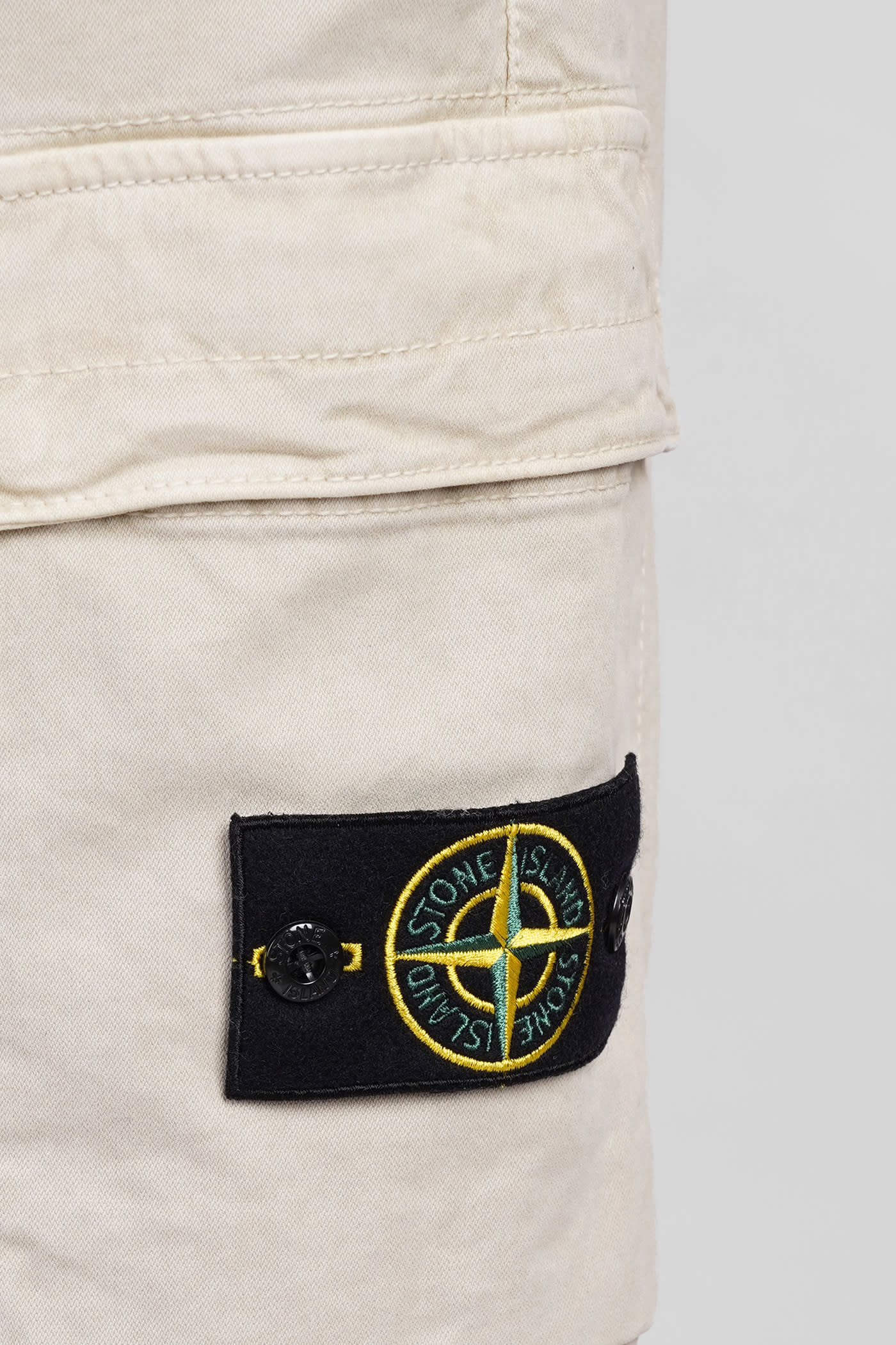 Shop Stone Island Pants In Beige Cotton