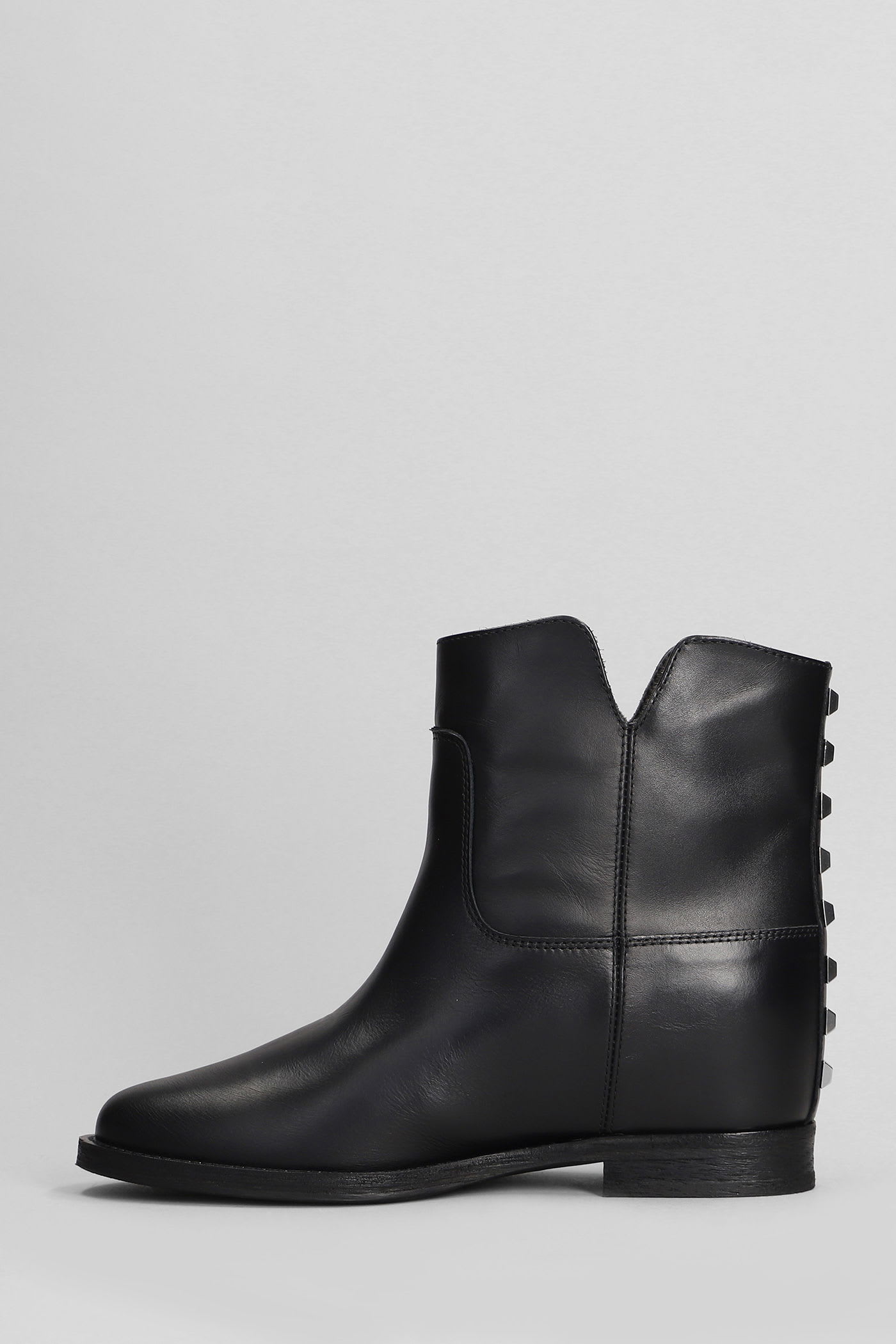 Via Roma 15 Ankle Boots Inside Wedge In Black Leather In Multi
