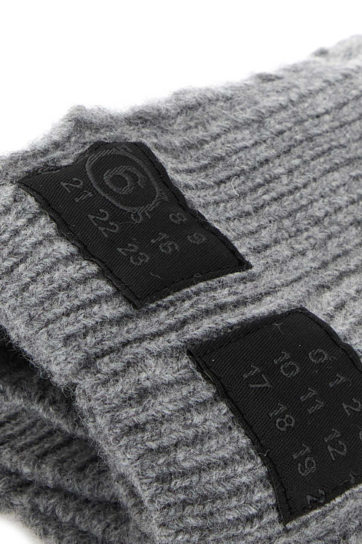 Mm6 Maison Margiela Textured Knitted Wool Blend Handwear In Gray