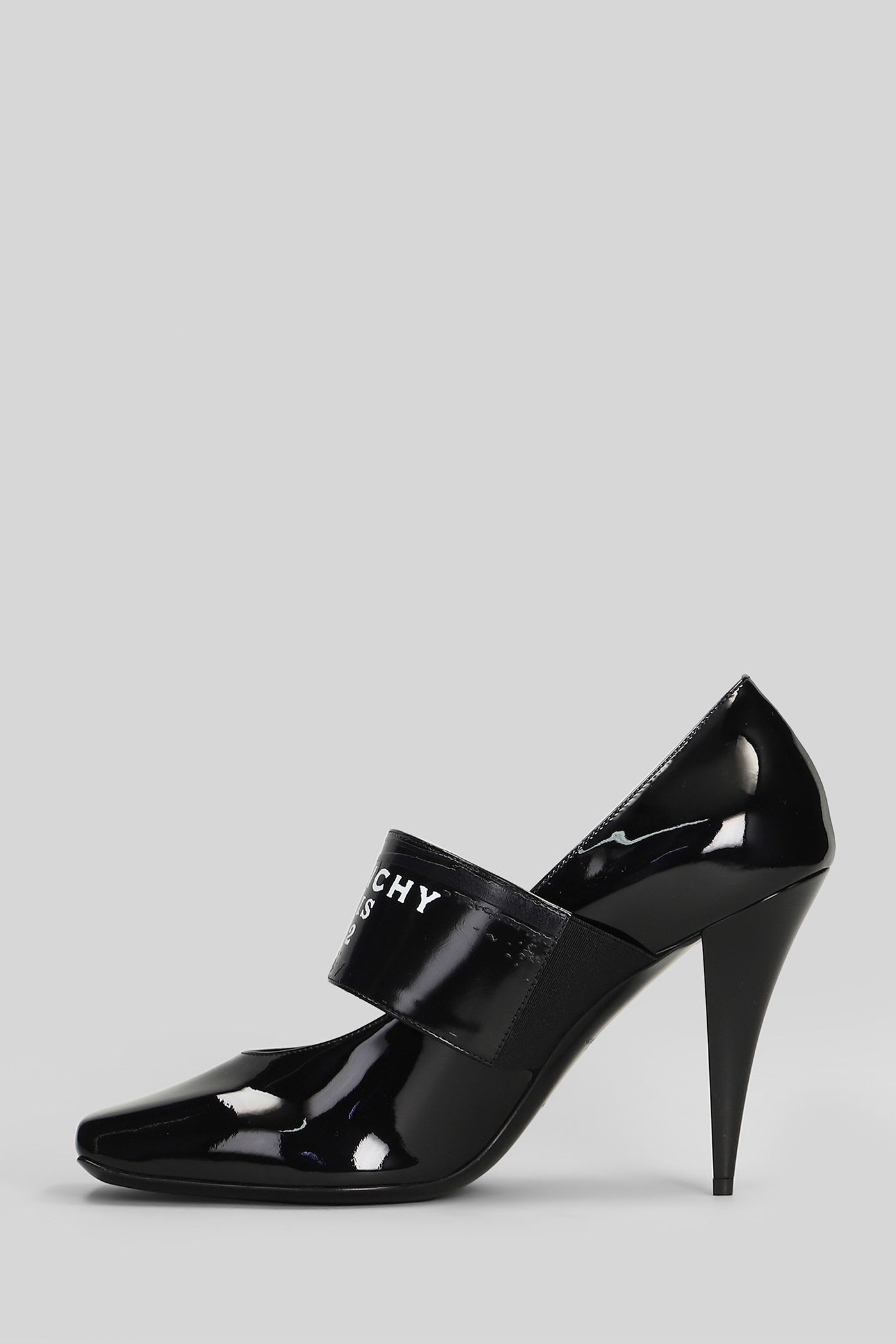 Givenchy Tape Sliced Square Pumps In Patent Leather In Black