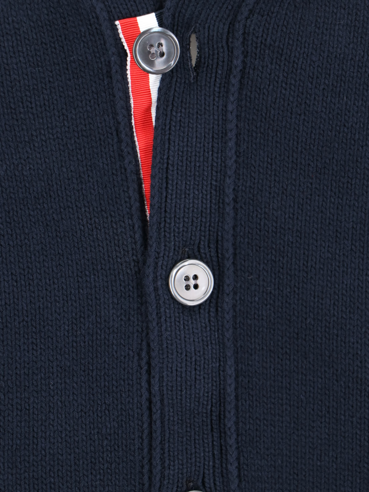 Shop Thom Browne Tricolor Detail Cardigan In Blue