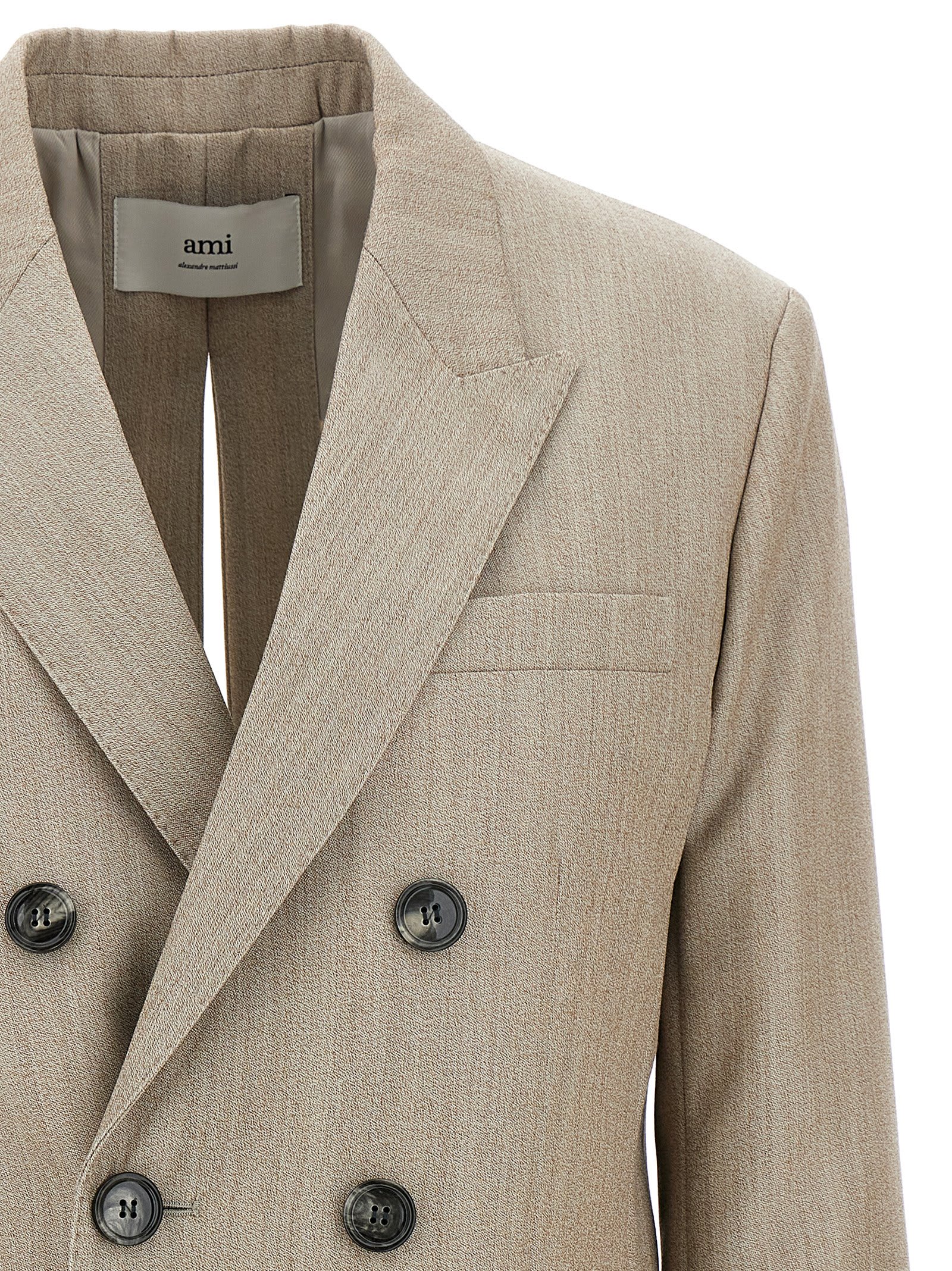 Ami Alexandre Mattiussi Beige Wool Back Slit Double Breasted Jacket Beige In Red