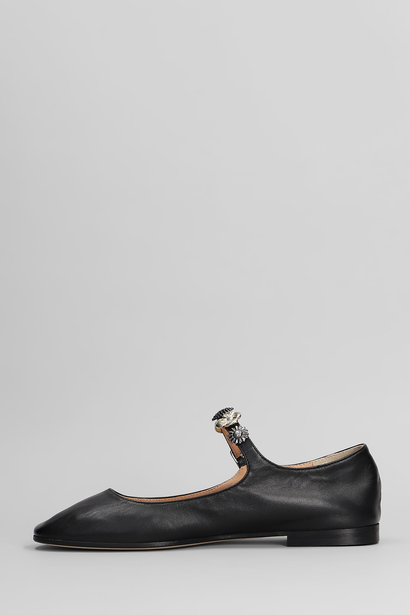 Anniel Leather Ballerina Shoes In Black