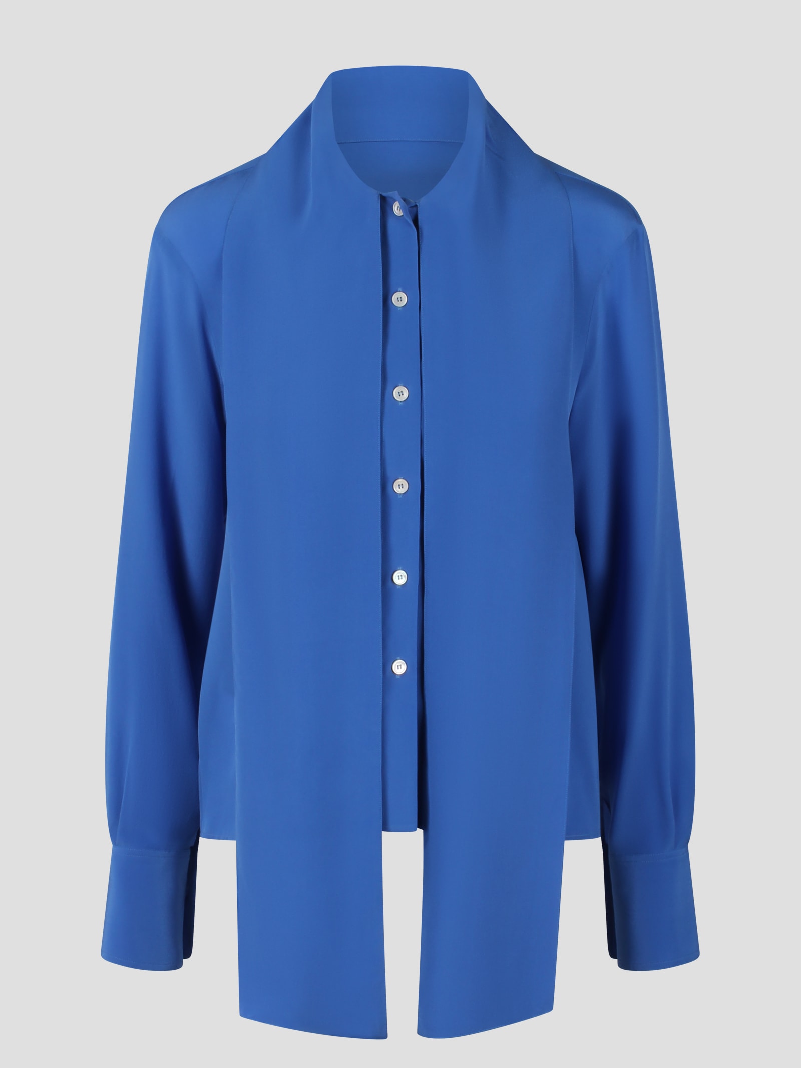 Shop Stella Mccartney Silk Crepe De Chine Pussybow Shirt In Blue