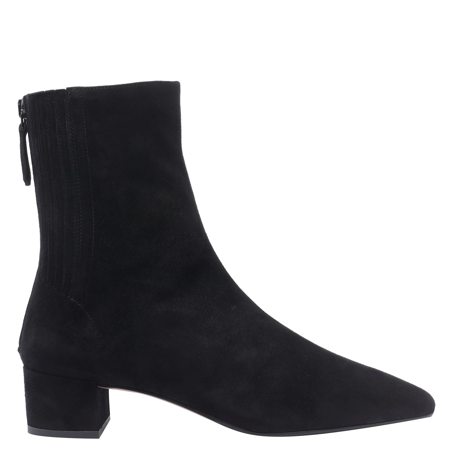 Aquazzura Pointed Toe Suede Ankle Boots With Block Heel