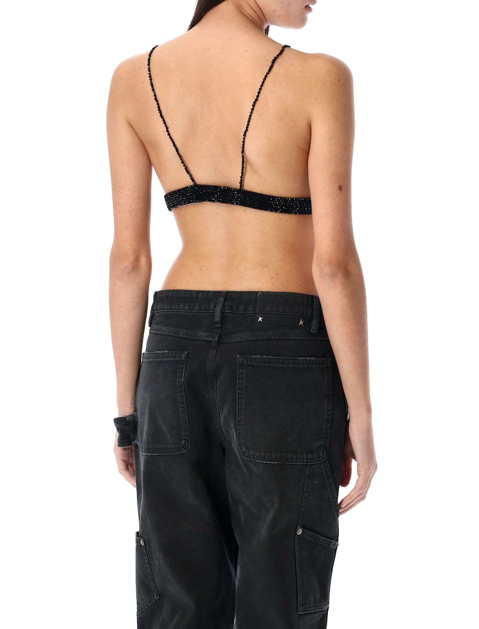 Golden Goose Crystal Braided Beaded Top In Black