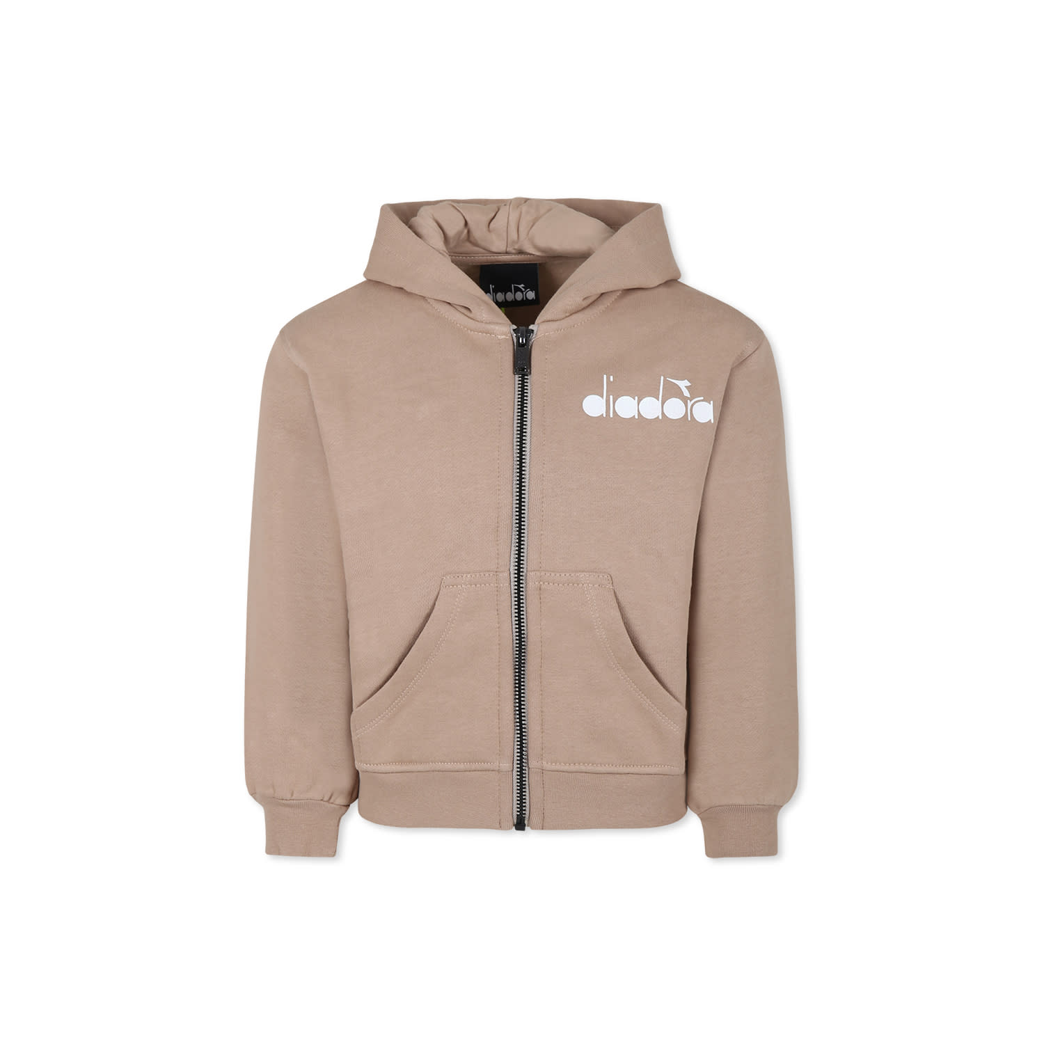 Shop Diadora Beige Sweatshirt For Girl With Logo