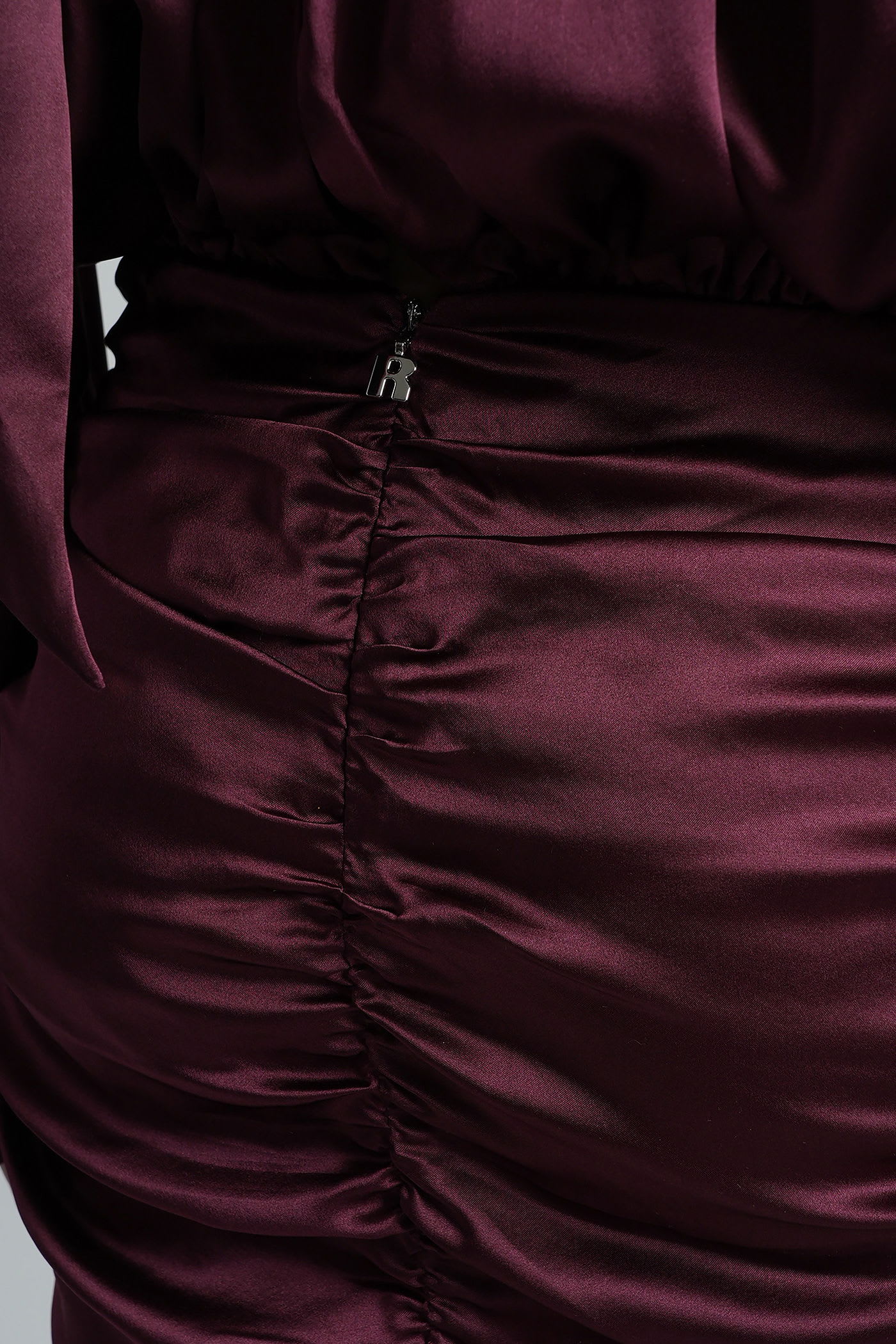 Rotate Birger Christensen Bordeaux Draped Silk Mini Dress In Burgundy