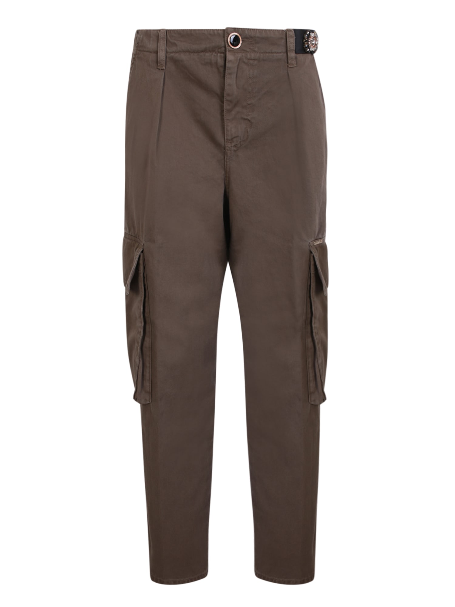 LIU •JO CRYSTAL DETAILS CARGO TURTLEDOVE TROUSERS BY LIU JO