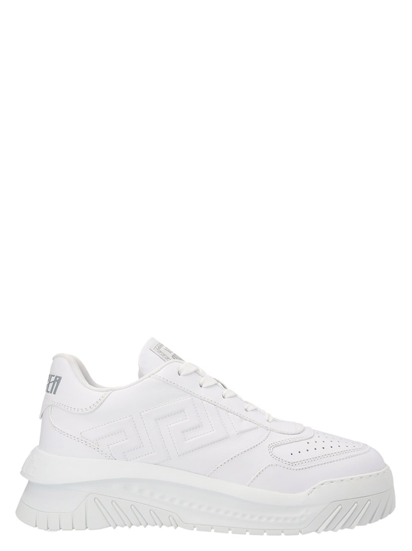 Shop Versace Odissea Greca Sneakers In White