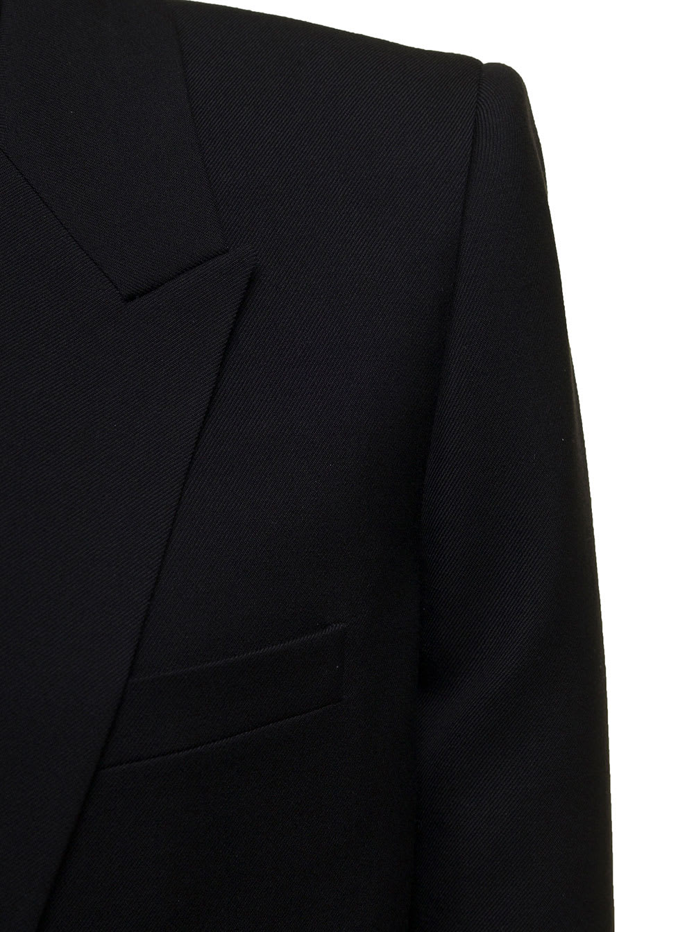 Saint Laurent Womans Black Gabardine Single-breasted Blazer In Black