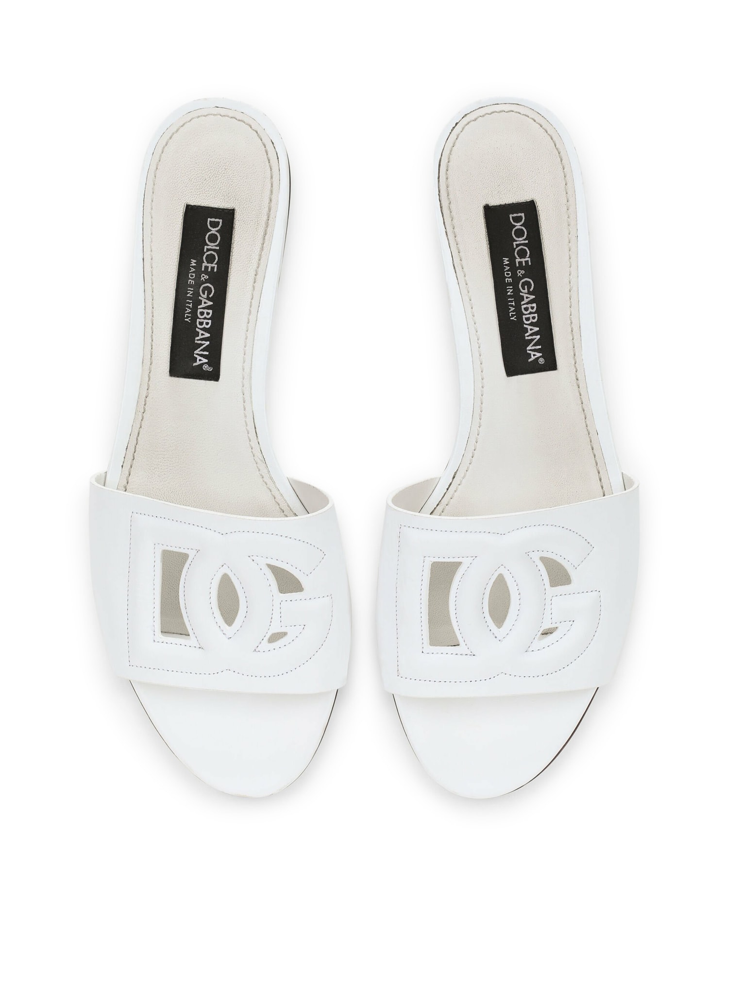 Shop Dolce & Gabbana Flat Sandals In White