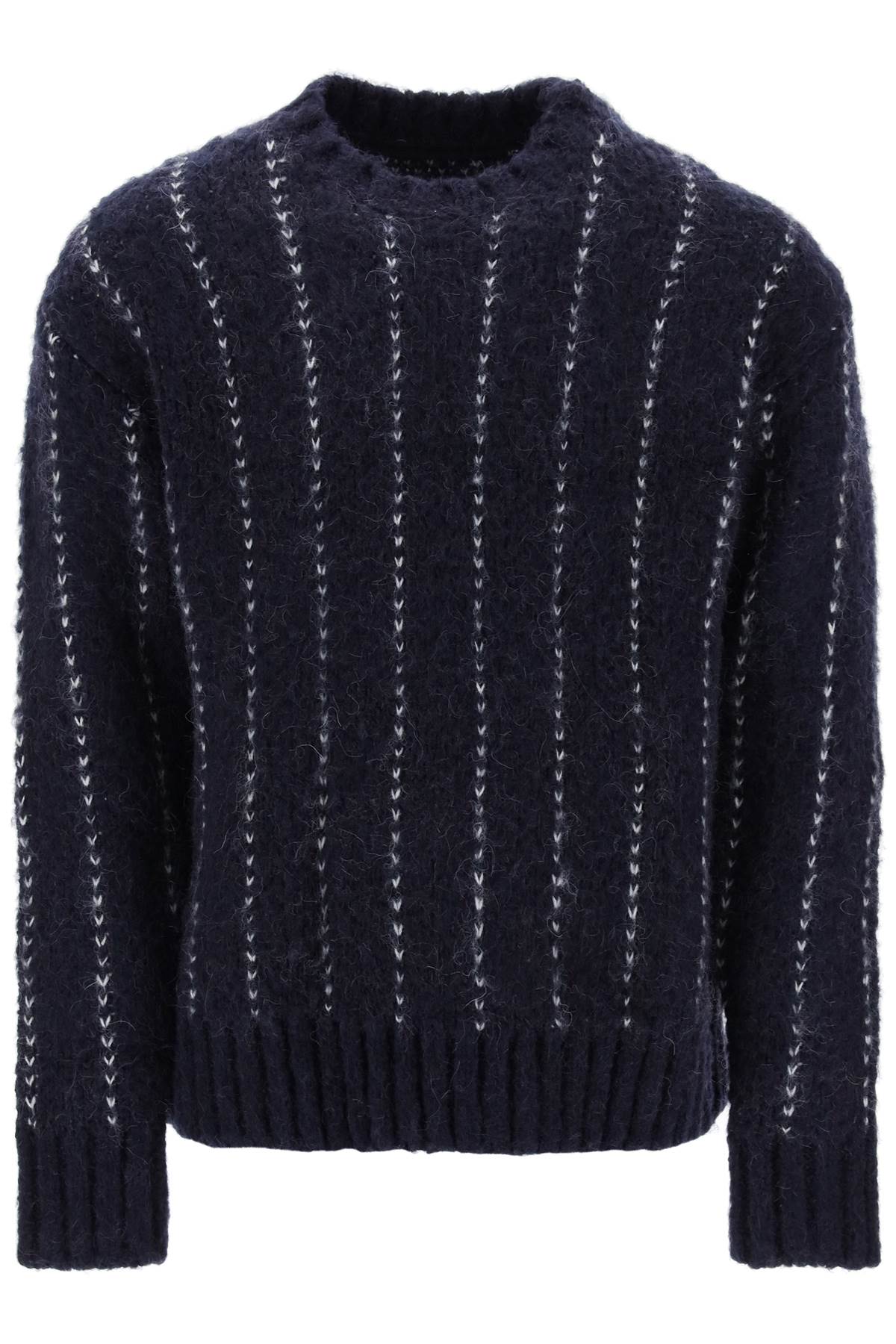 Shop Sacai Wool & Alpaca Pullover In Navy (blue)
