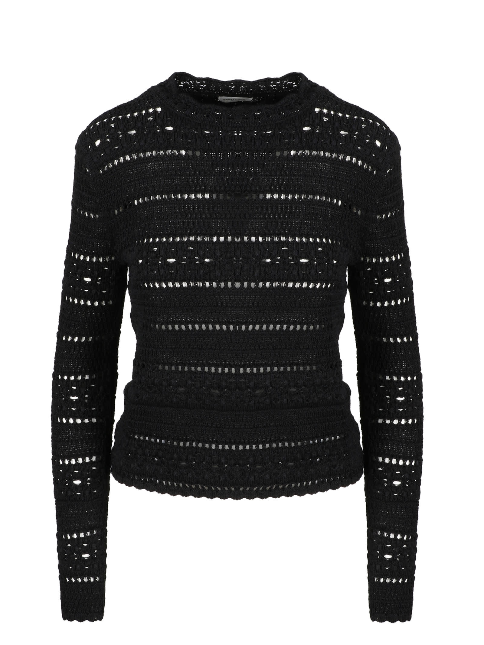 Saint Laurent Crochet Sweater In Black