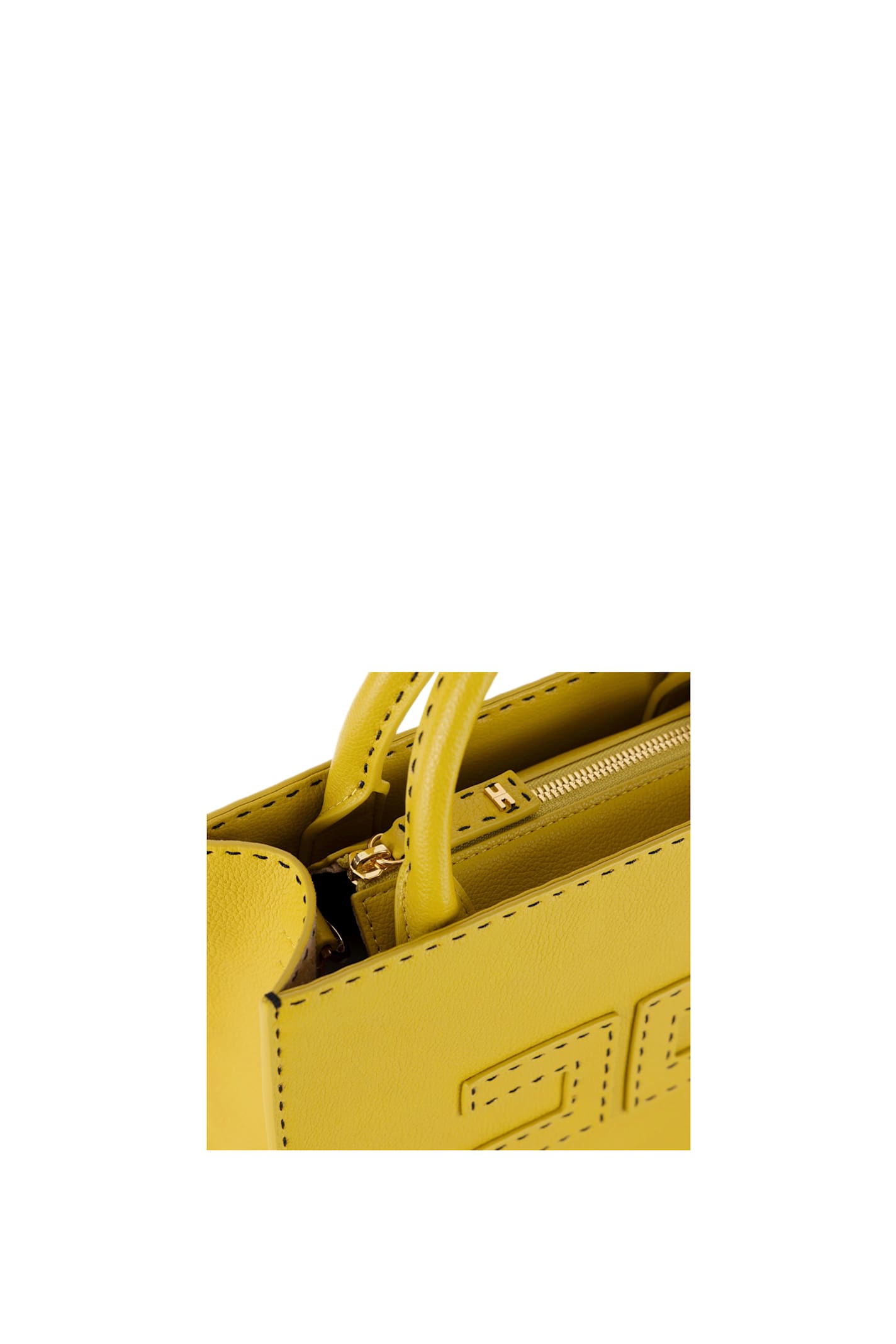 ELISABETTA FRANCHI CONTRASTED TOPSTITCHING SMALL TOTE BAG
