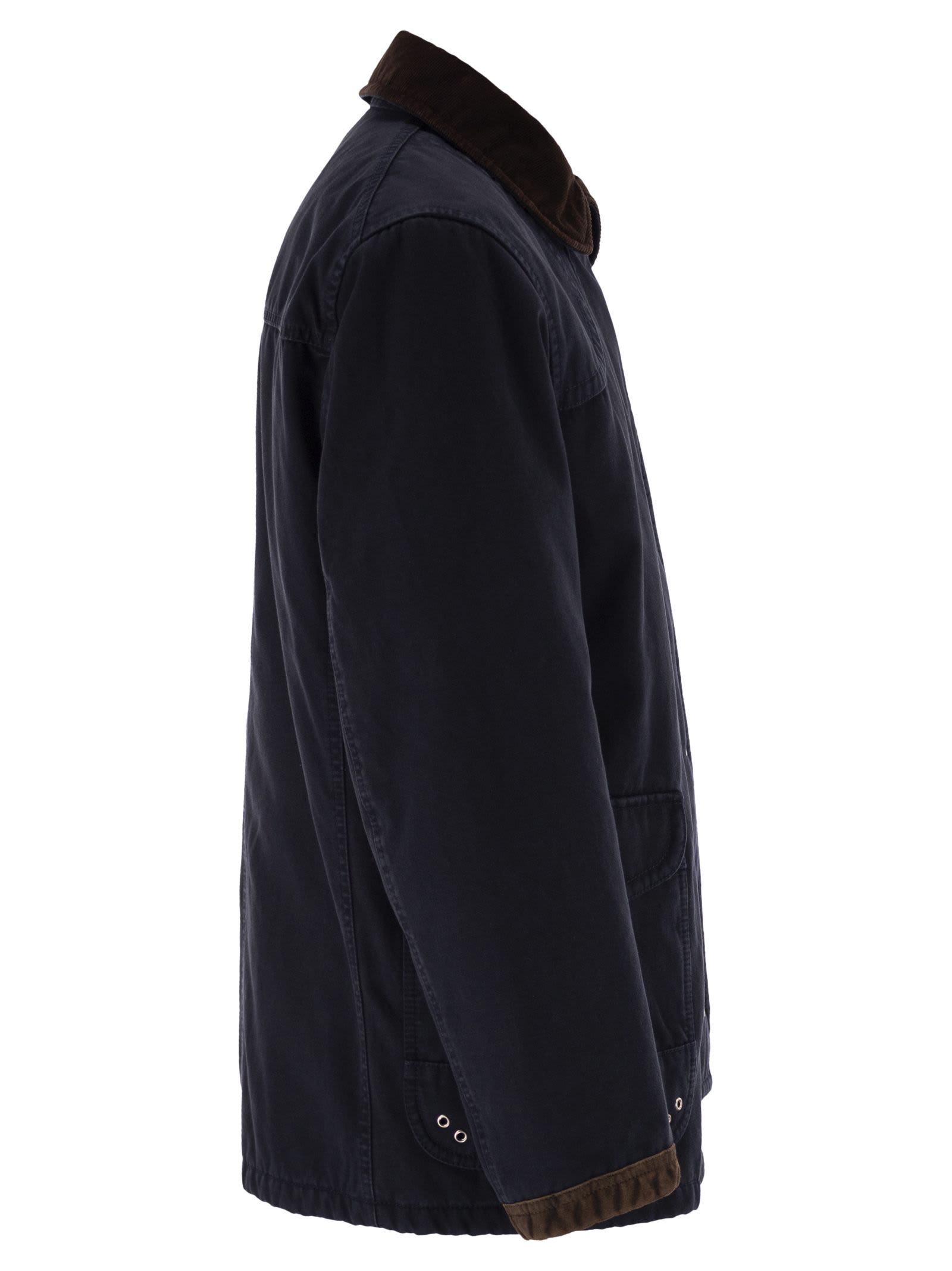 Fay Wool Blend Jacket With Front Pockets And Contrast Collar In Black
