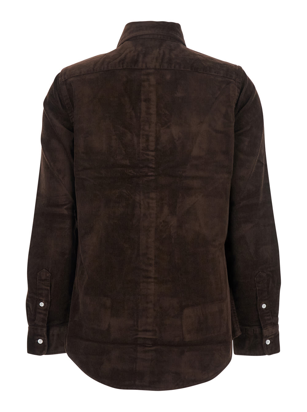 Ralph Lauren Brown Shirt With Classic Collar And Pony Embroidery On The Front In Corduroy Woman In Brown