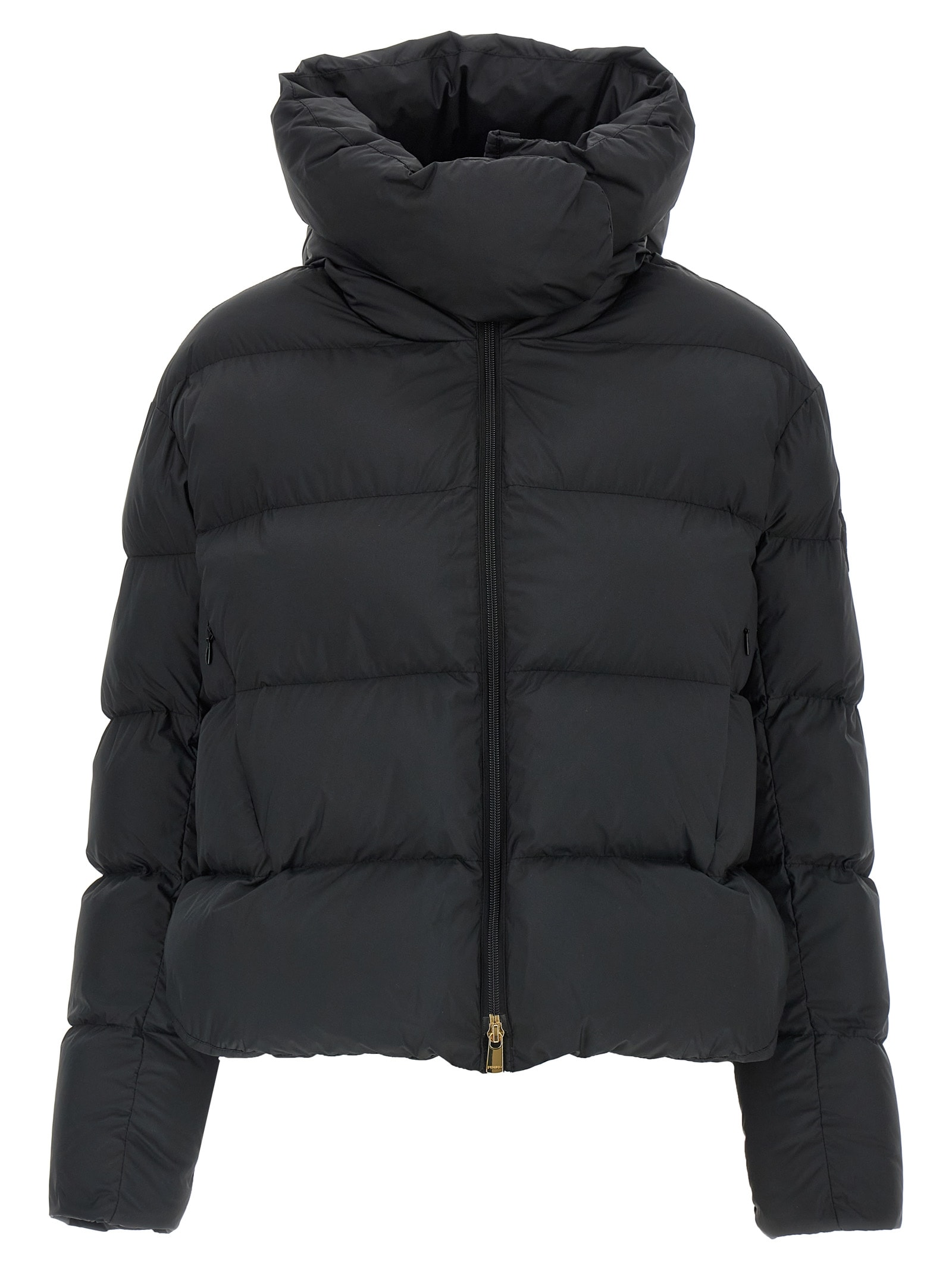 Pinko Padded Down Jacket With High Wrap-around Collar In Black