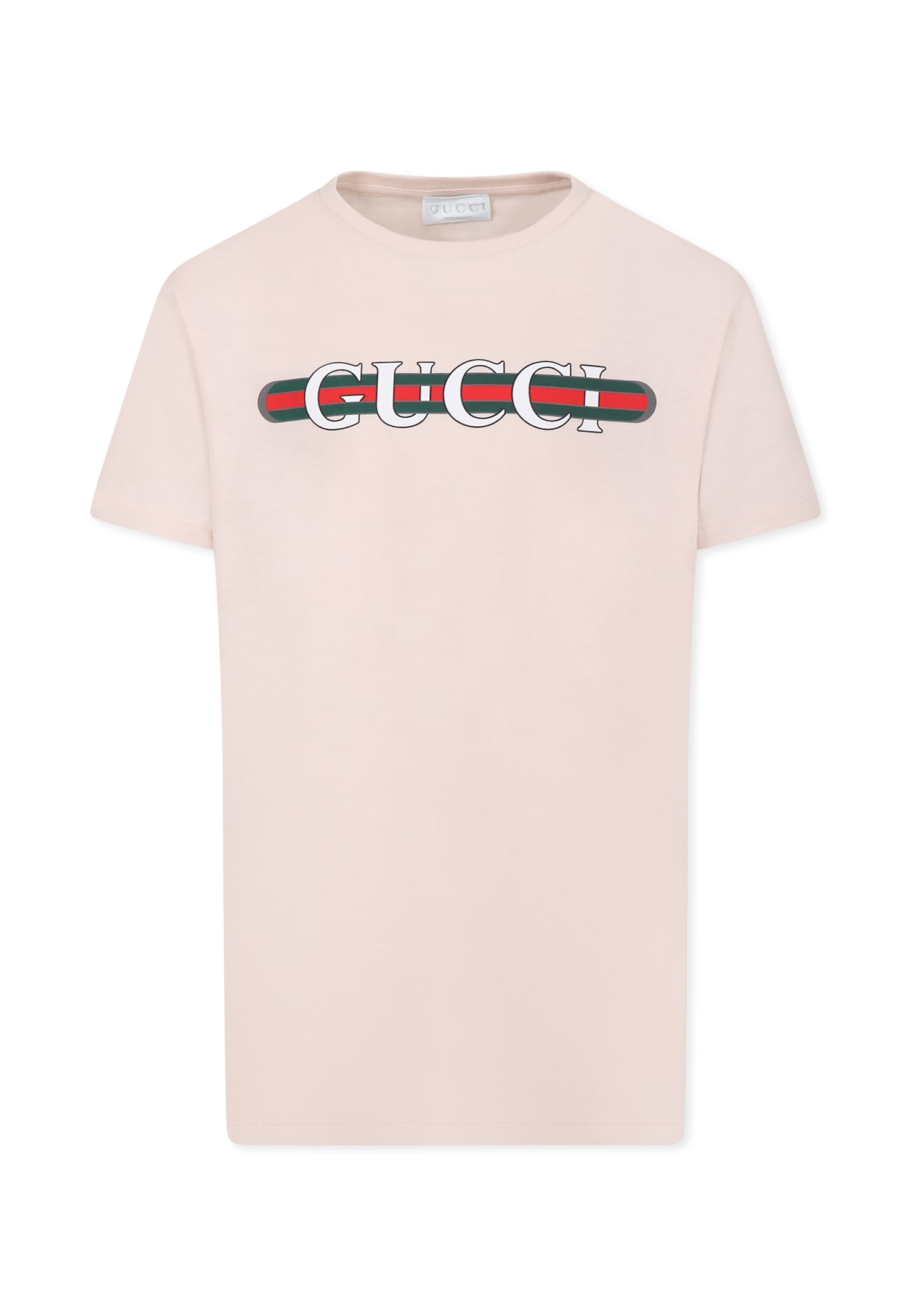Gucci Pink T-shirt For Girl With Logo In Pink
