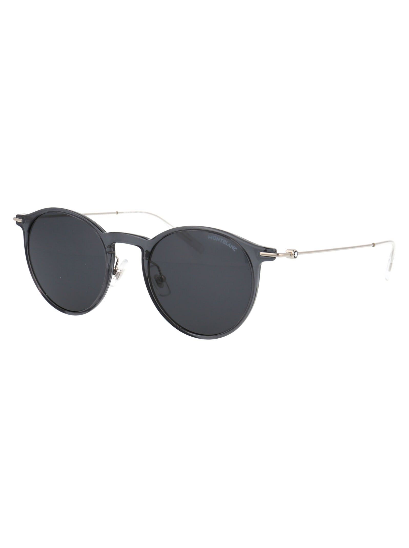 Shop Montblanc Mb0097s Sunglasses In 001 Grey Silver Grey